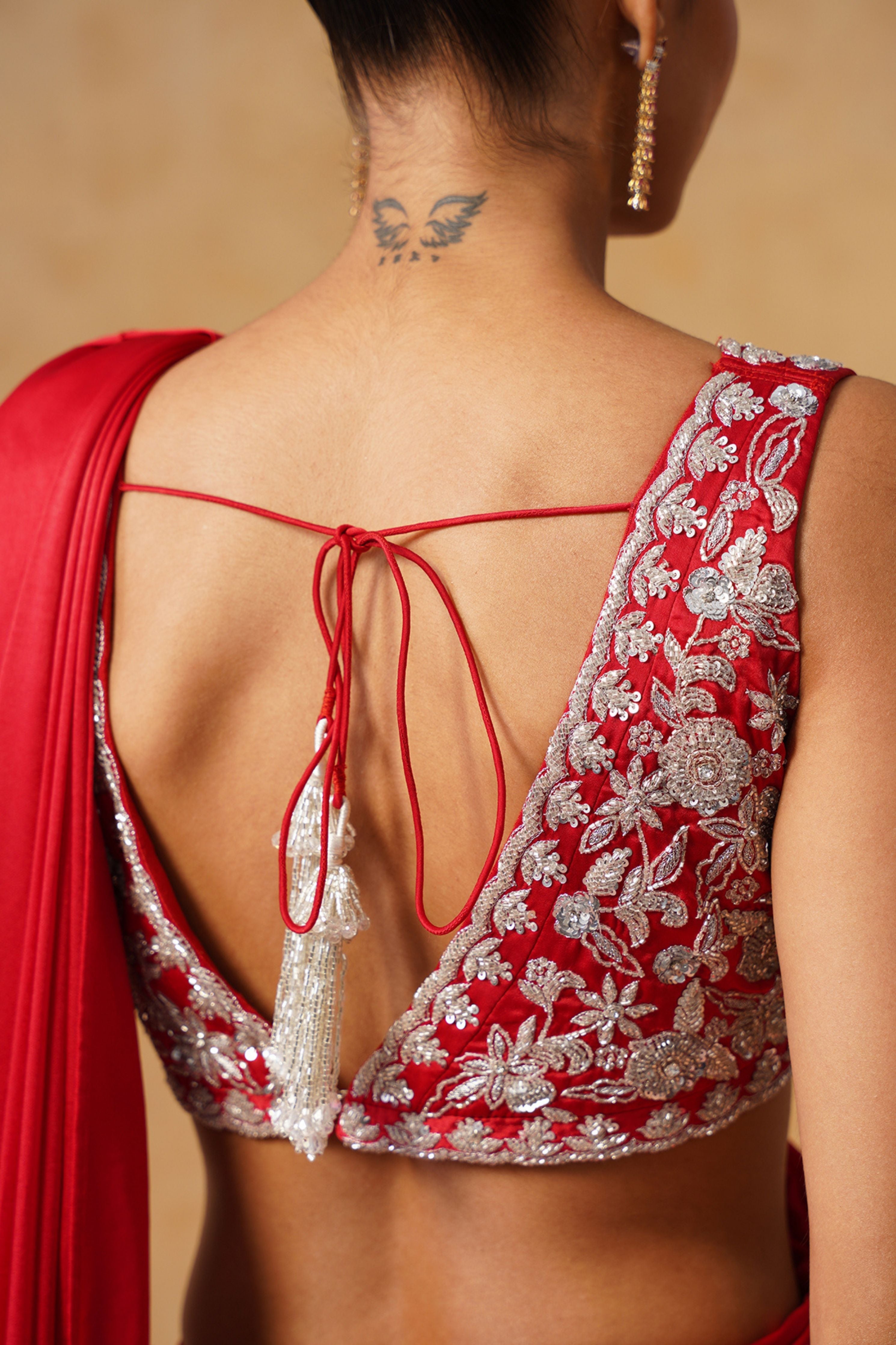 Noor Red Pre-Draped Saree