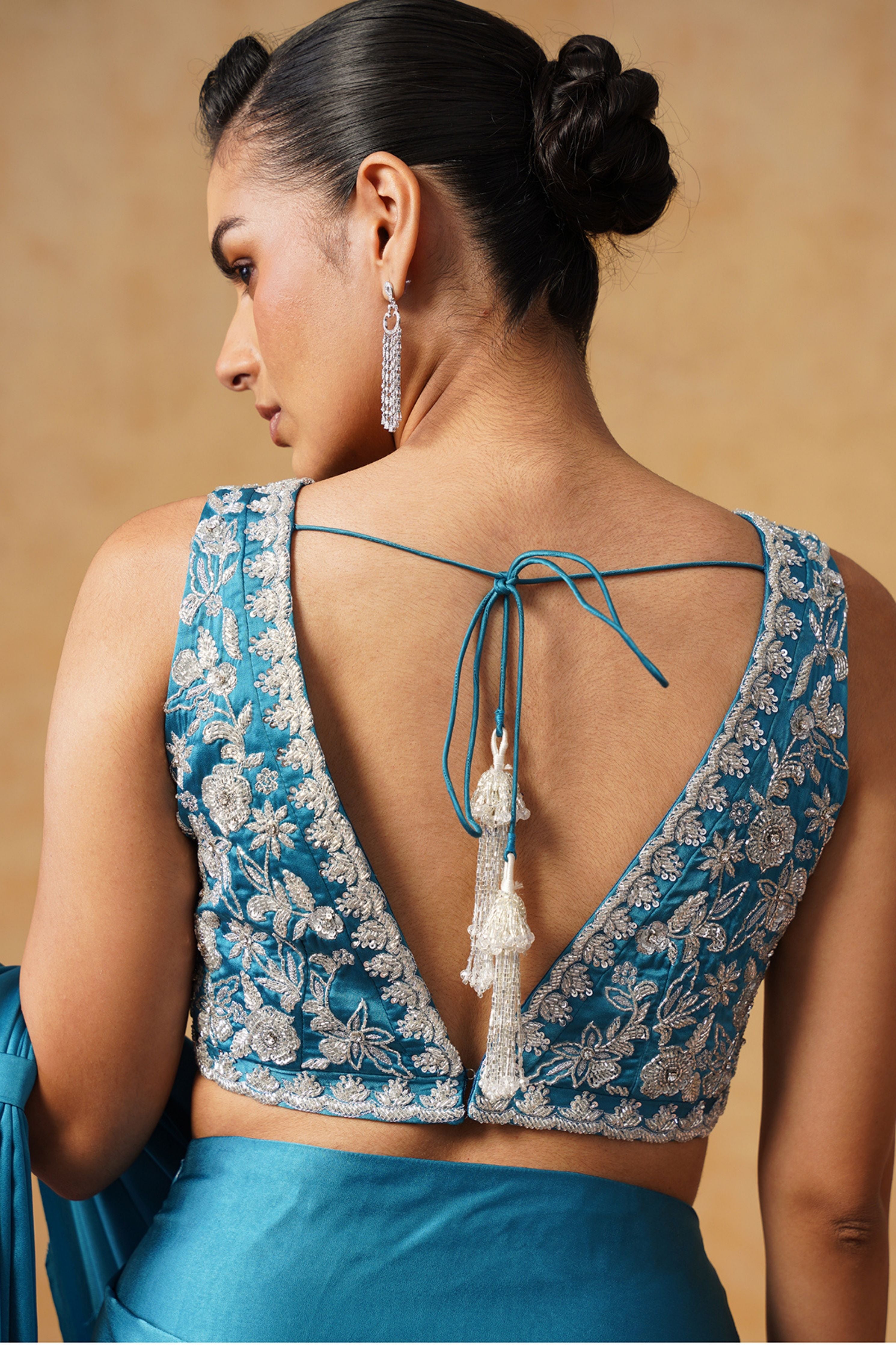 Noor Teal Pre-Draped Saree