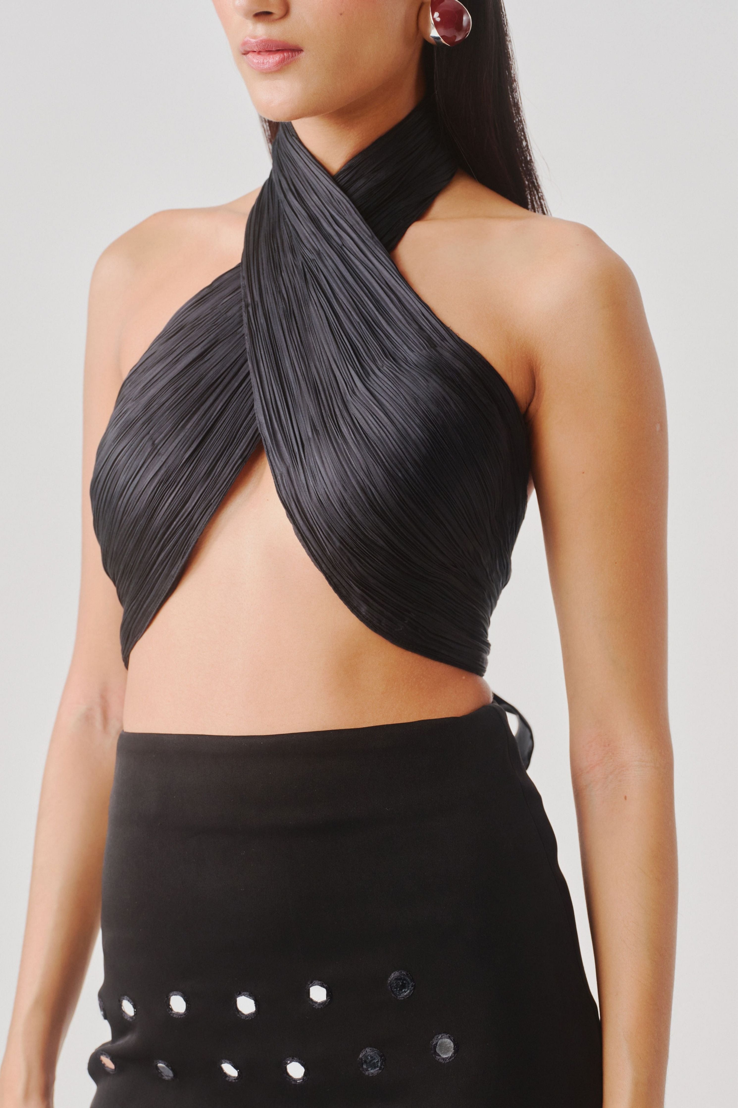 Hope Halter Neck Top in Black