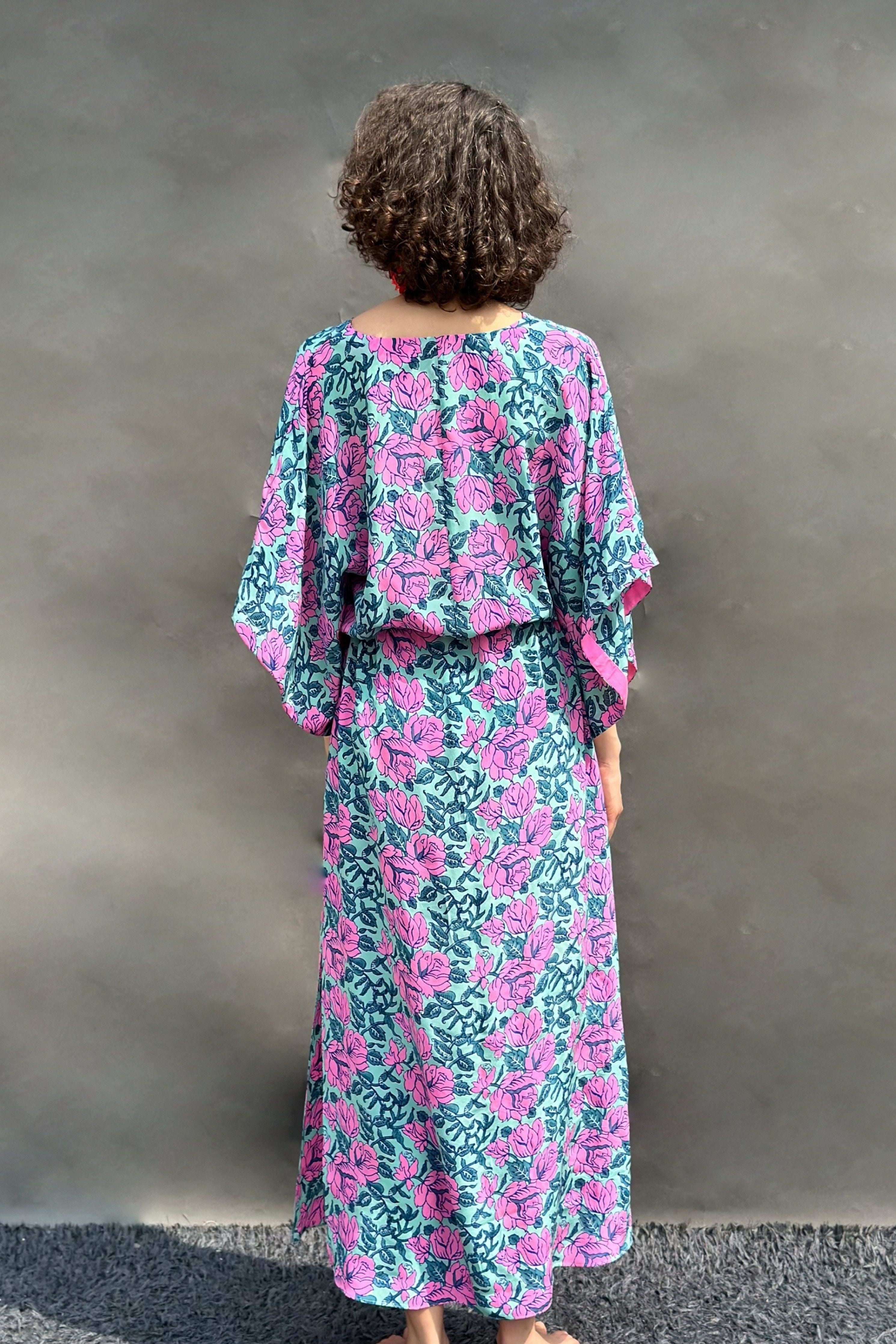 Floral Print V- Neck Maxi Dress