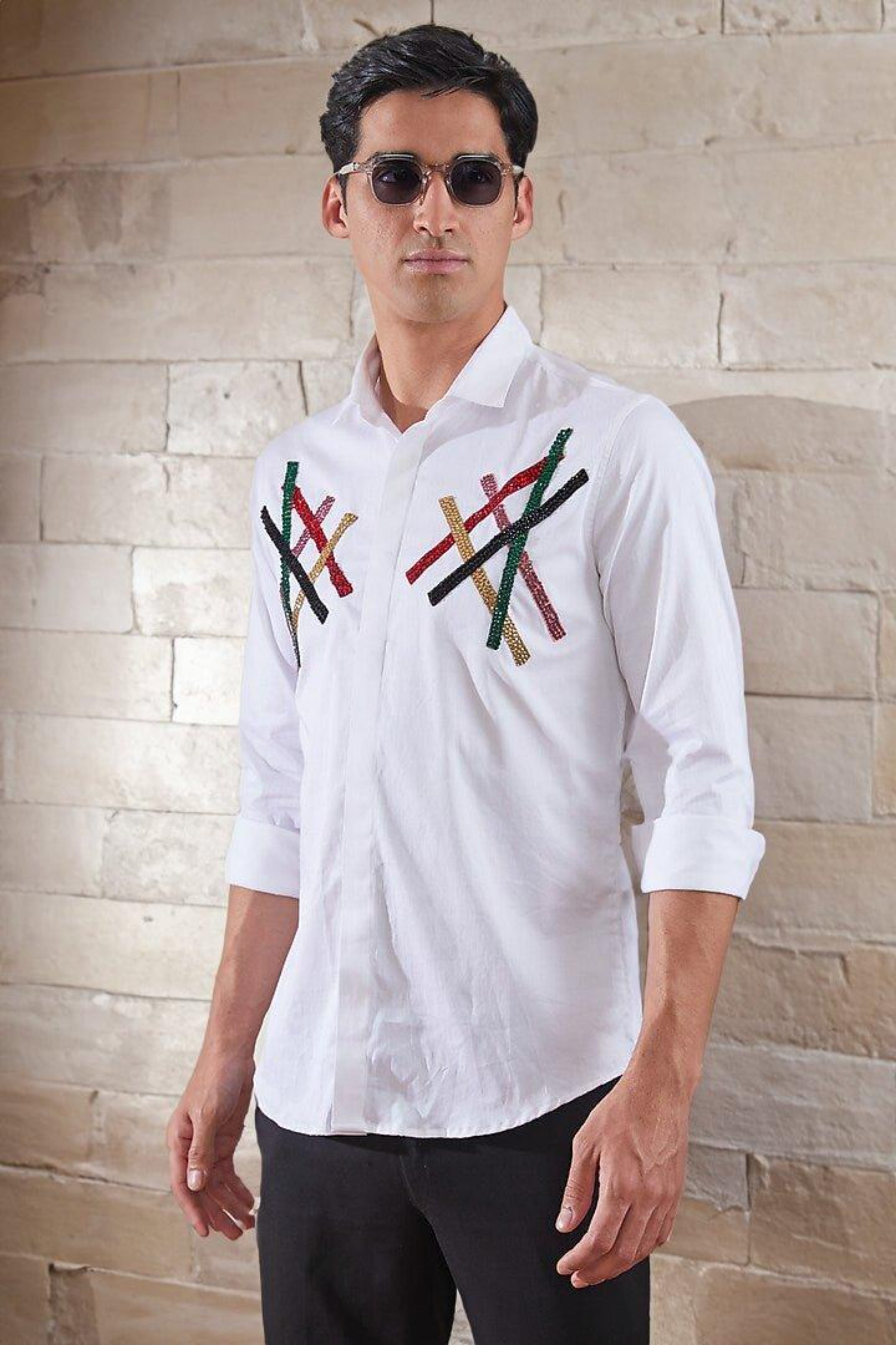 Embellished Party Wear White Shirt