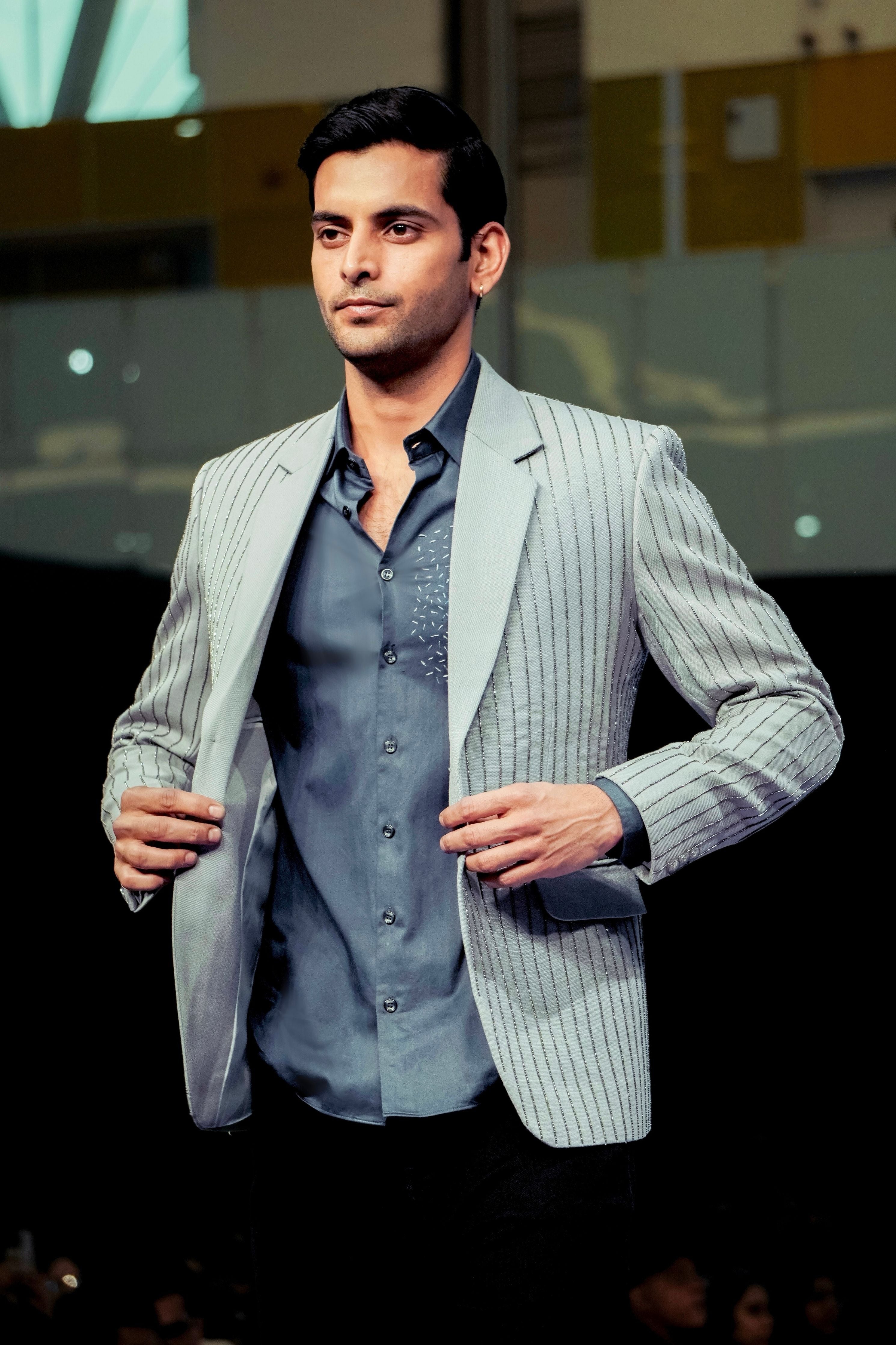 Grey Linear Blazer