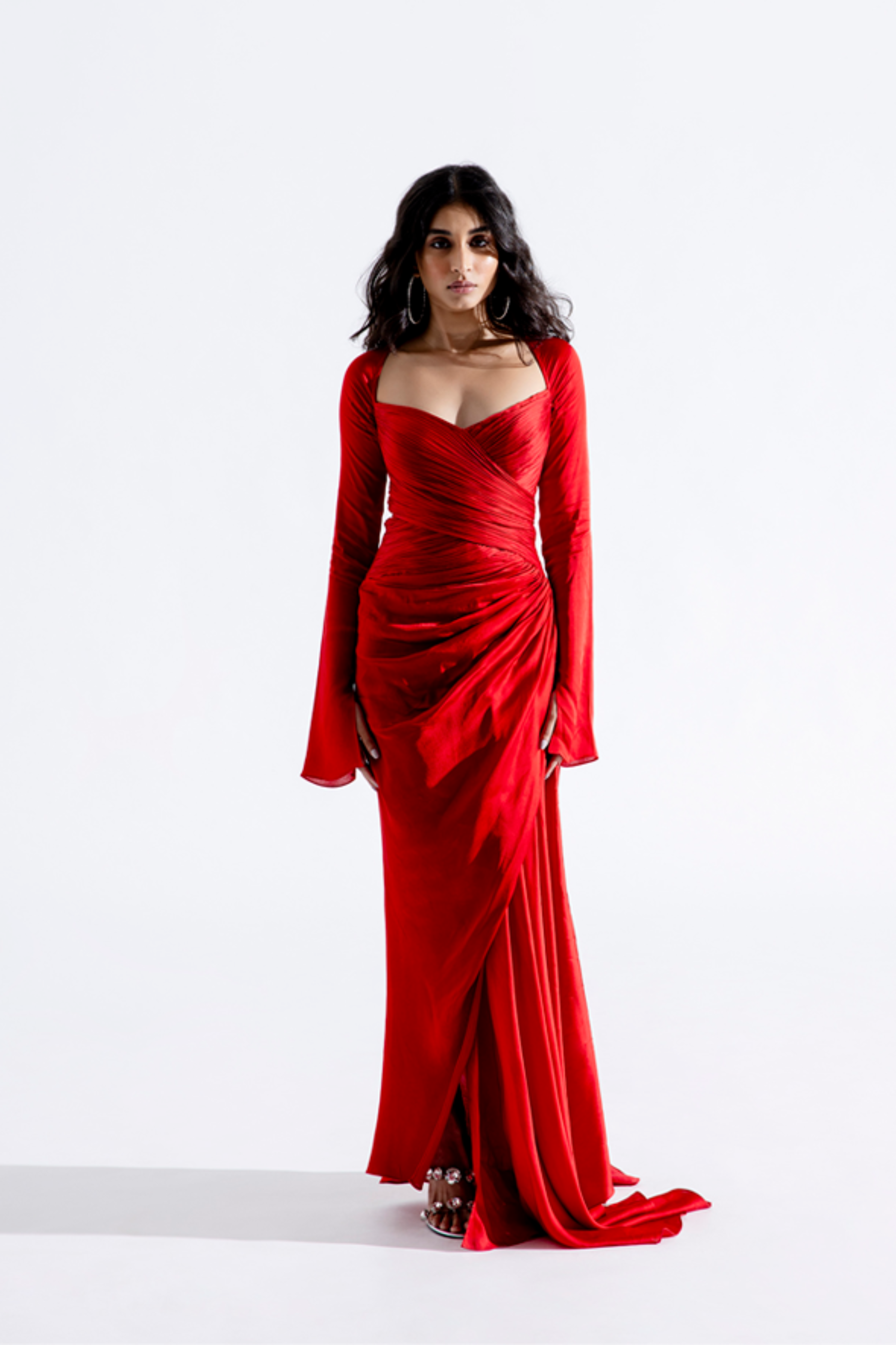 Grace Ruched Dress in Red