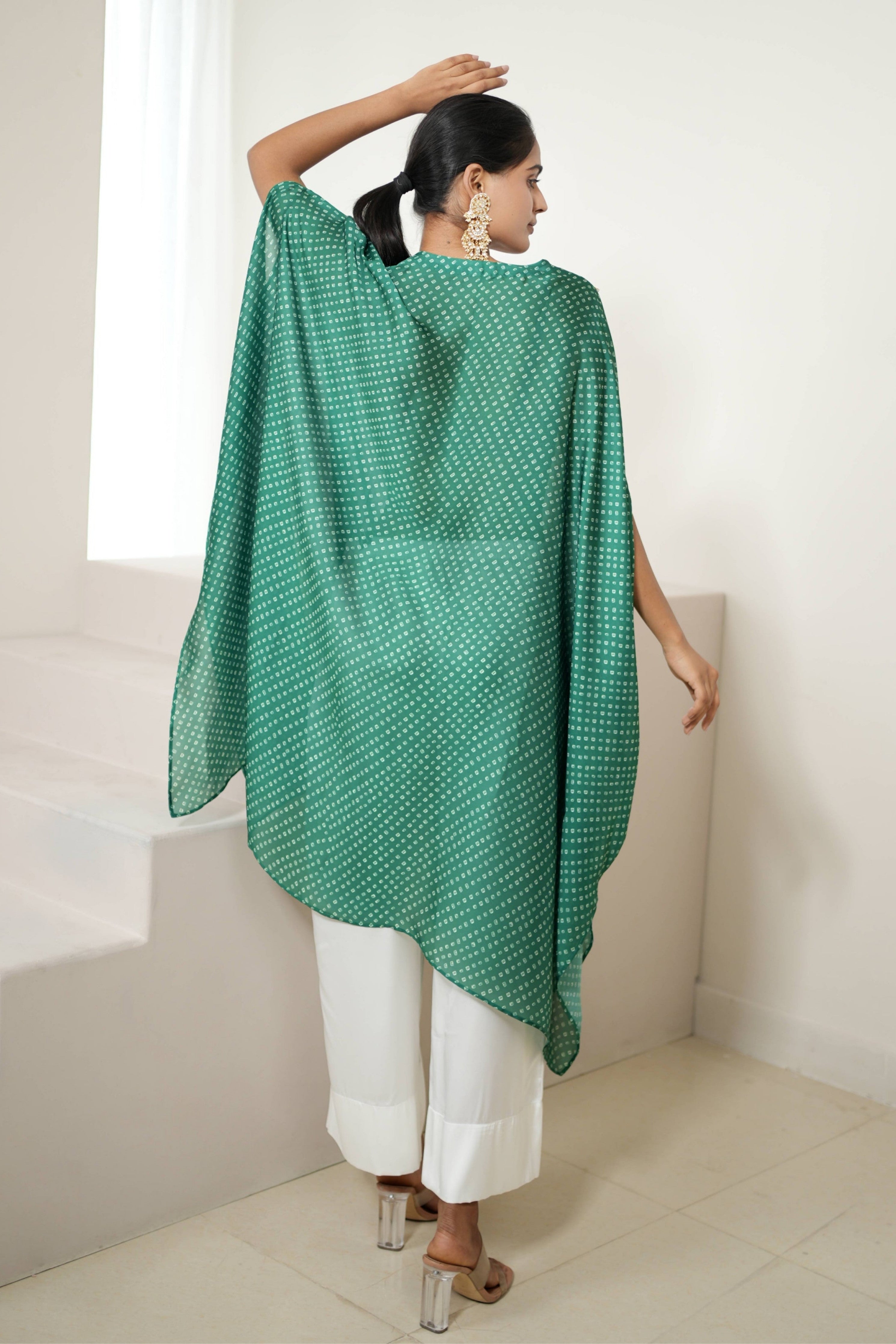 Green Bandhej Kurta Set