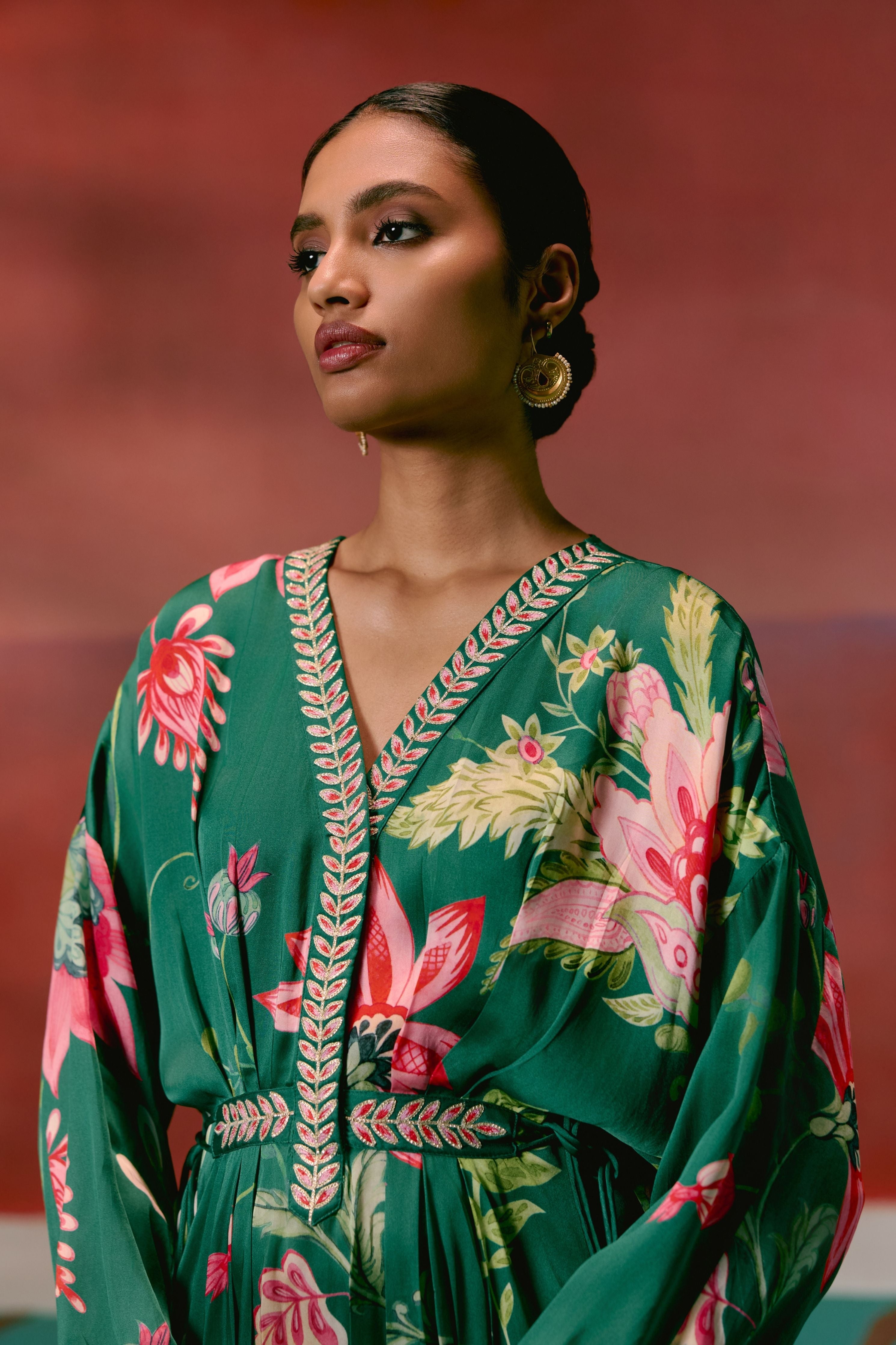 Green Chintz Kaftan Set