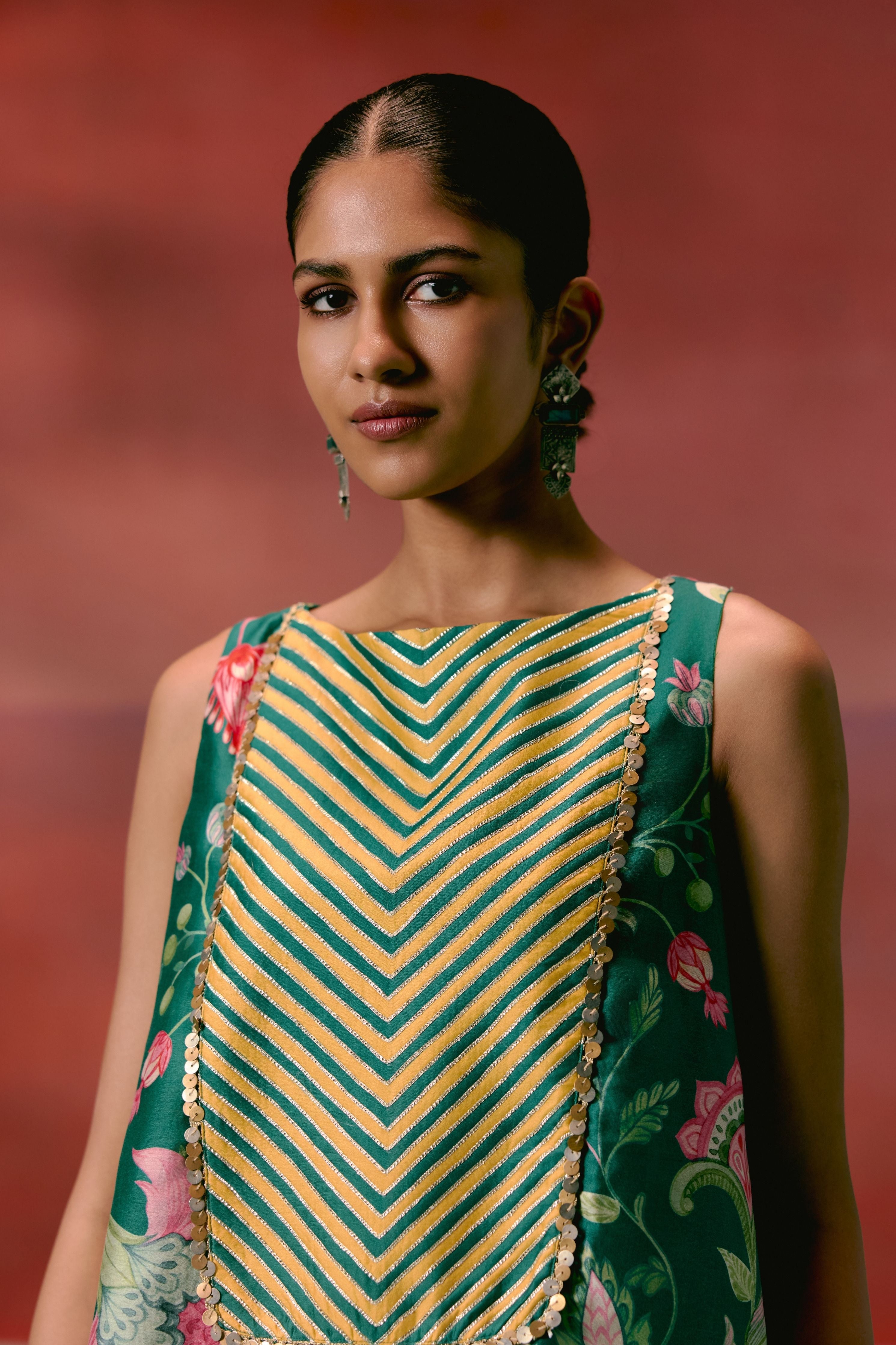 Green Chintz Sleeveless Kurta Set