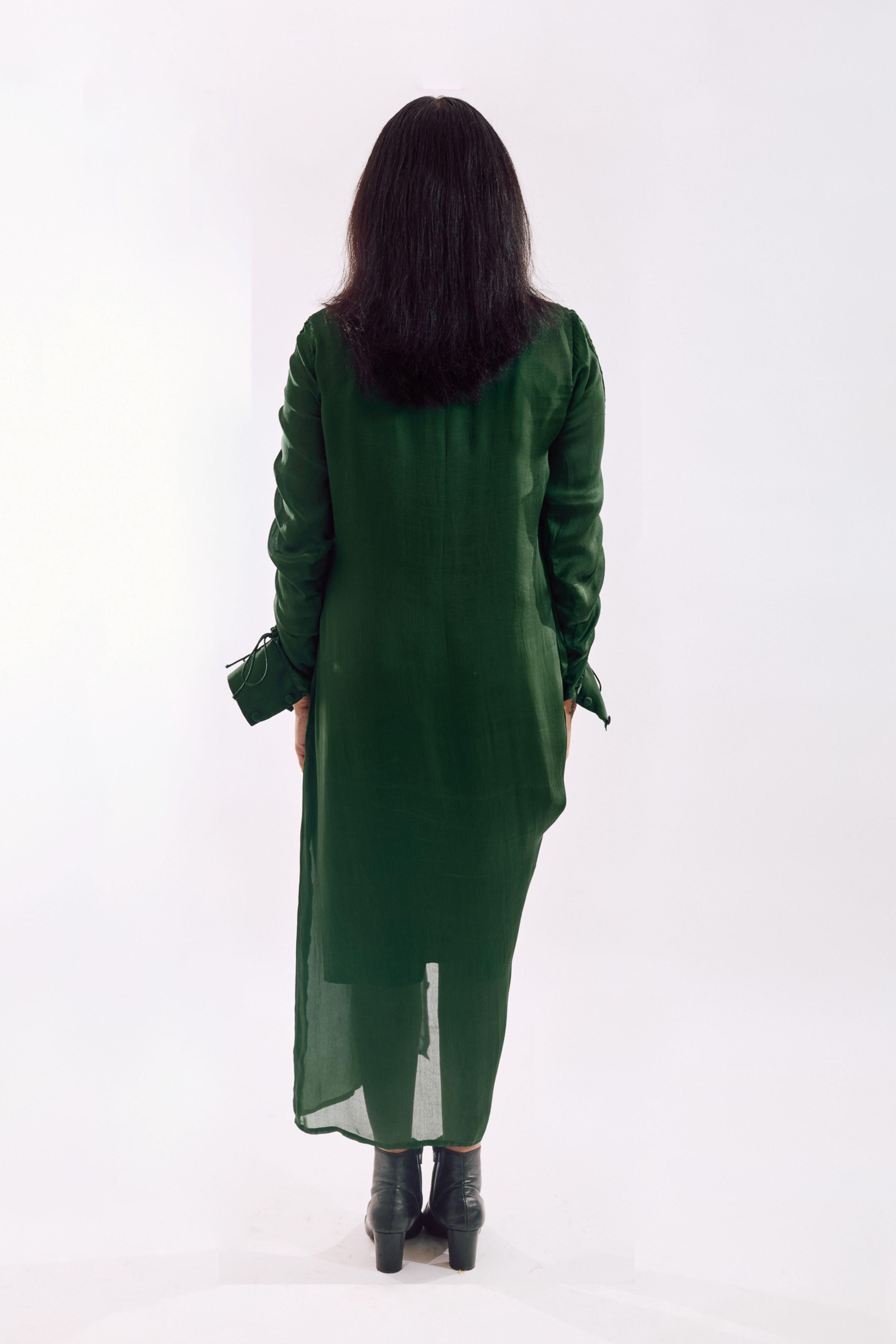 Green Drapped Sequin Dress