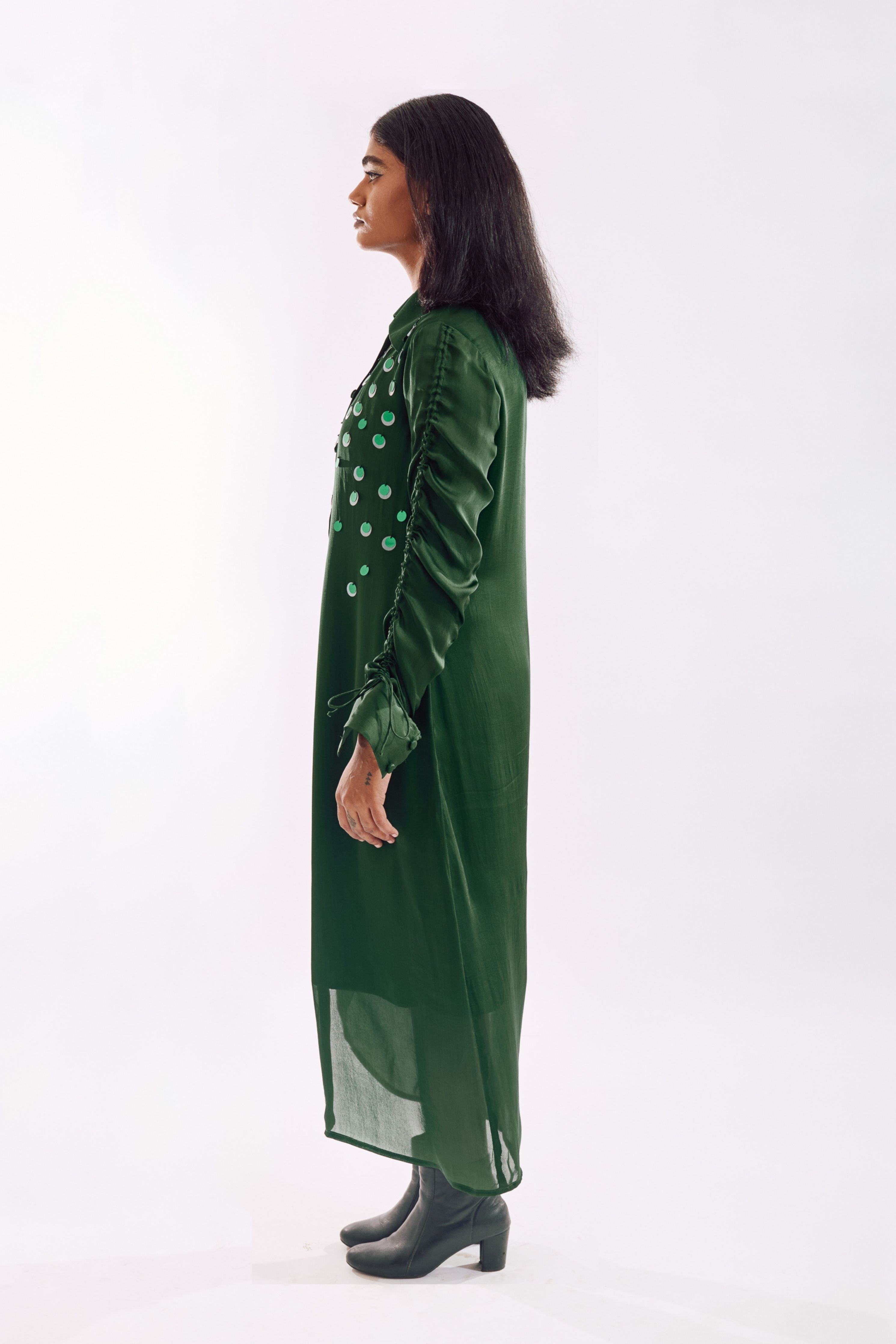 Green Drapped Sequin Dress