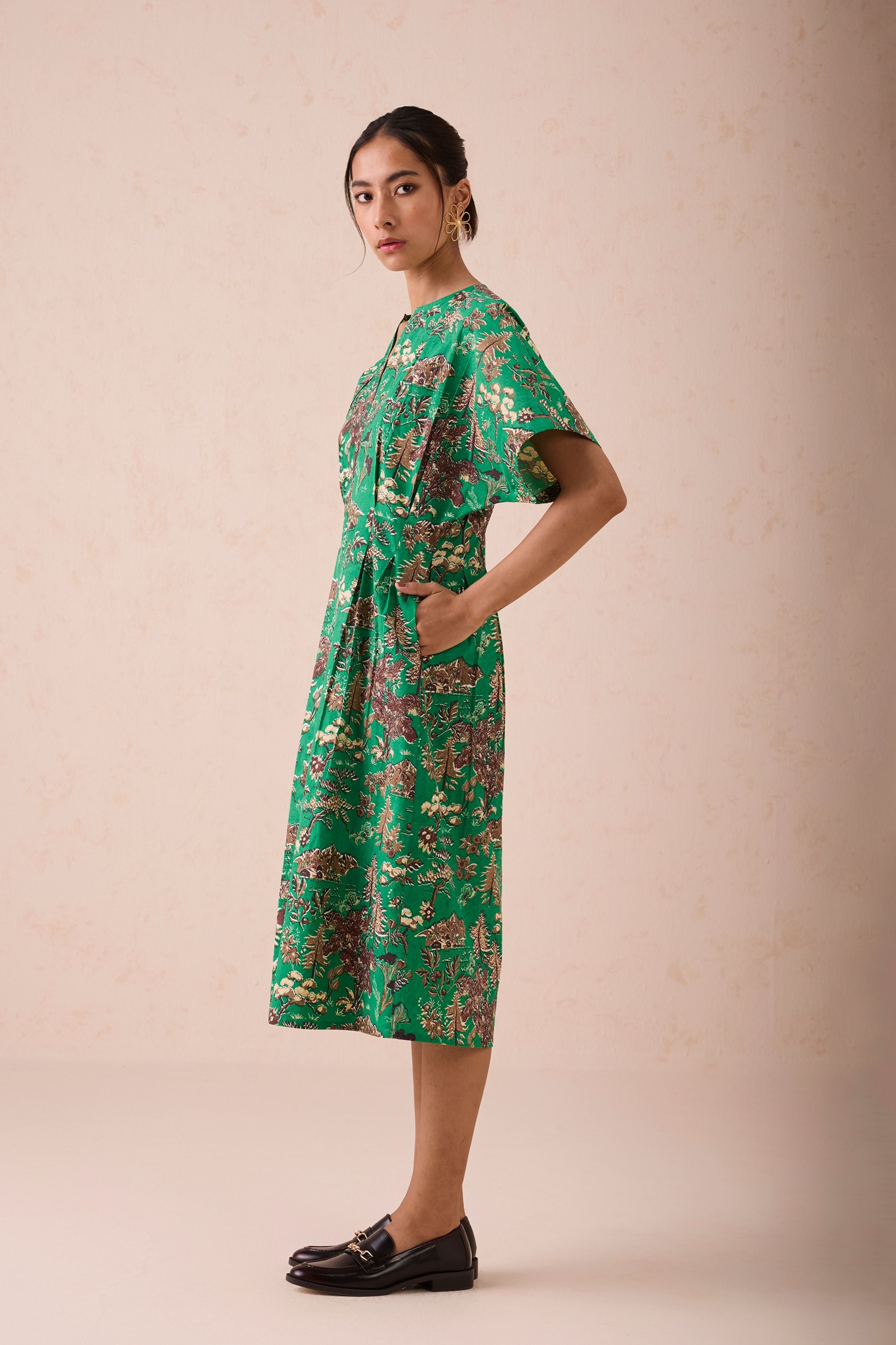 Green Fields Organic Cotton Midi Dress