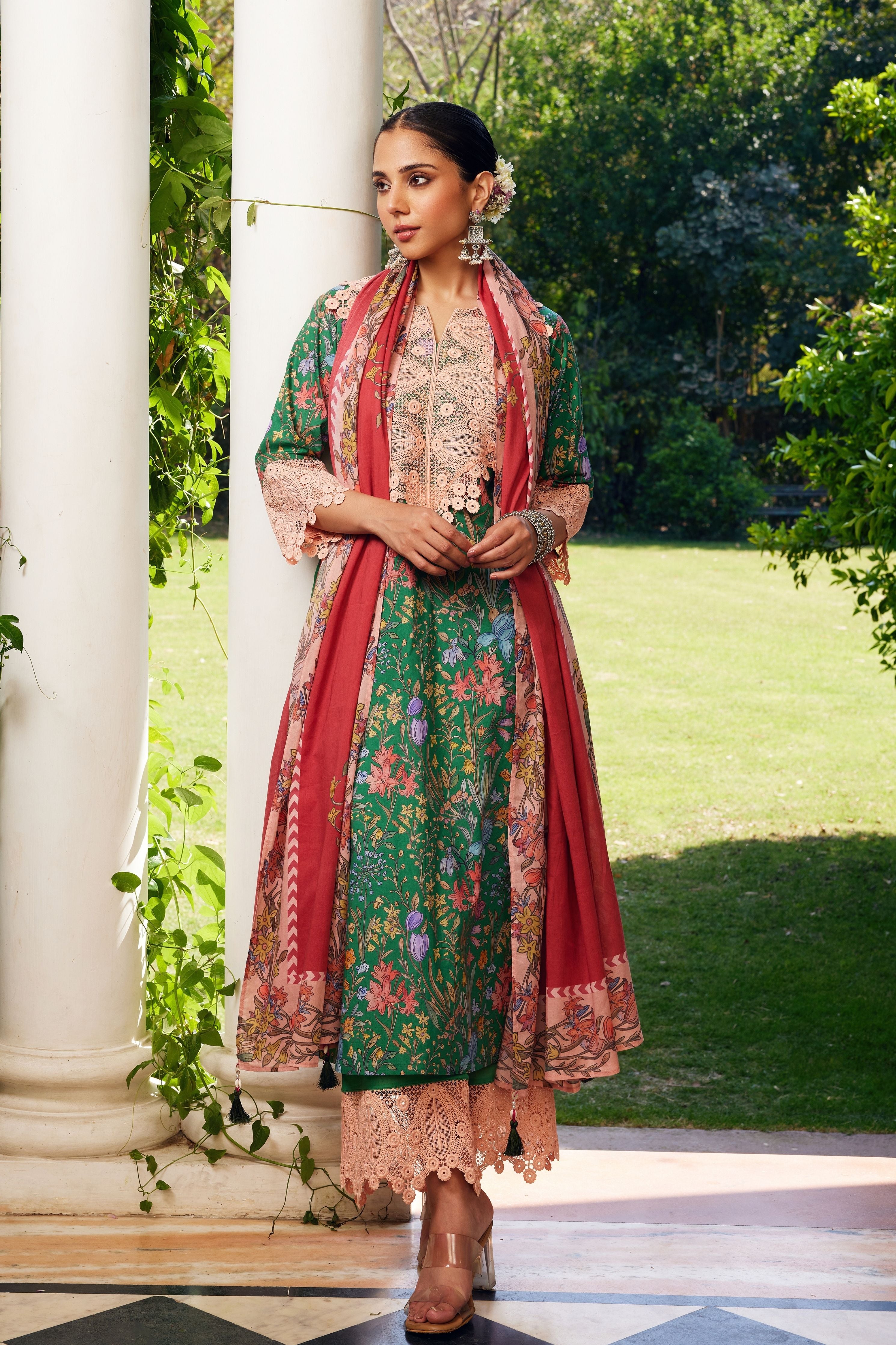 Green Gulzaar Printed Kurta Set