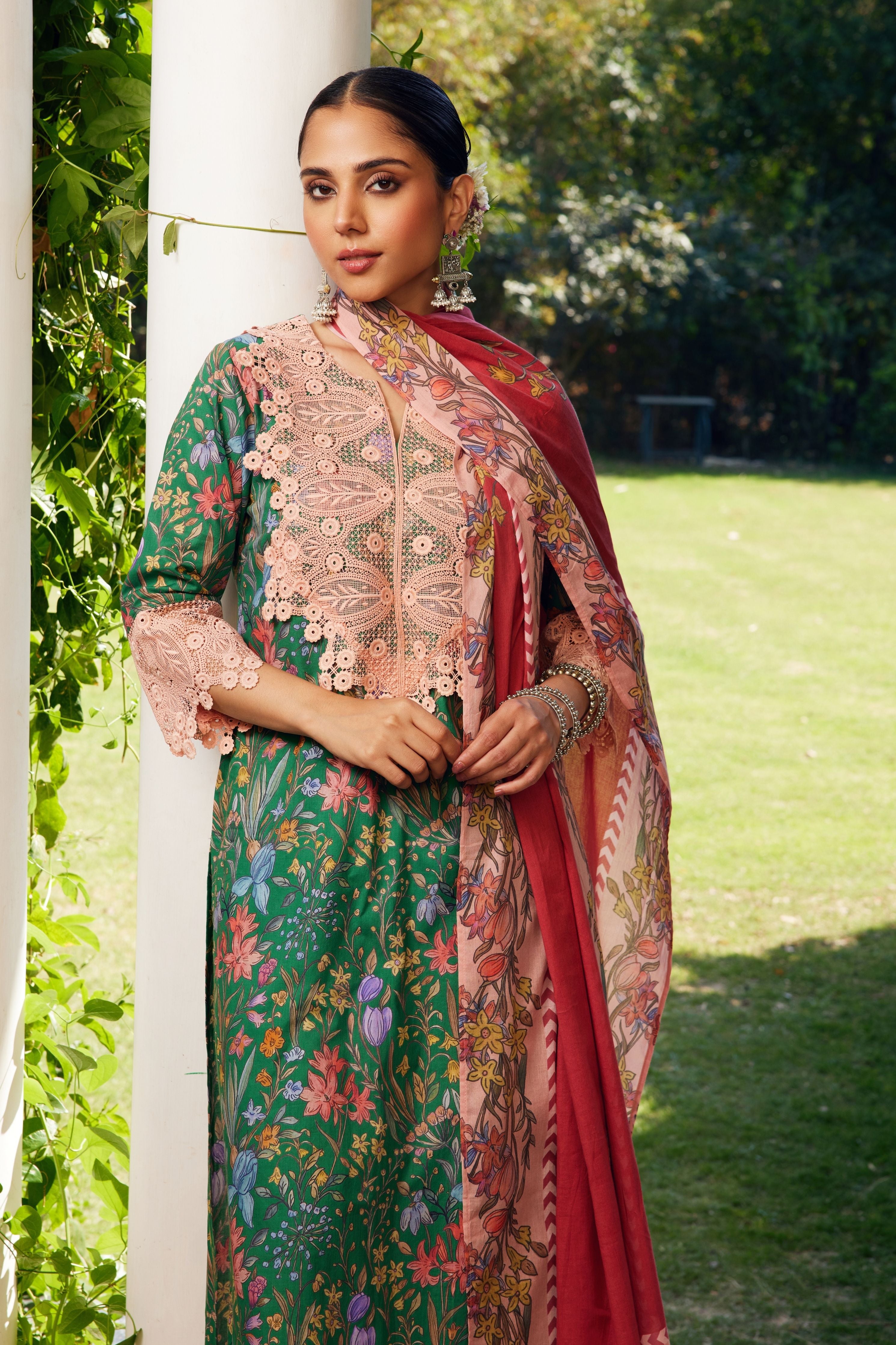 Green Gulzaar Printed Kurta Set