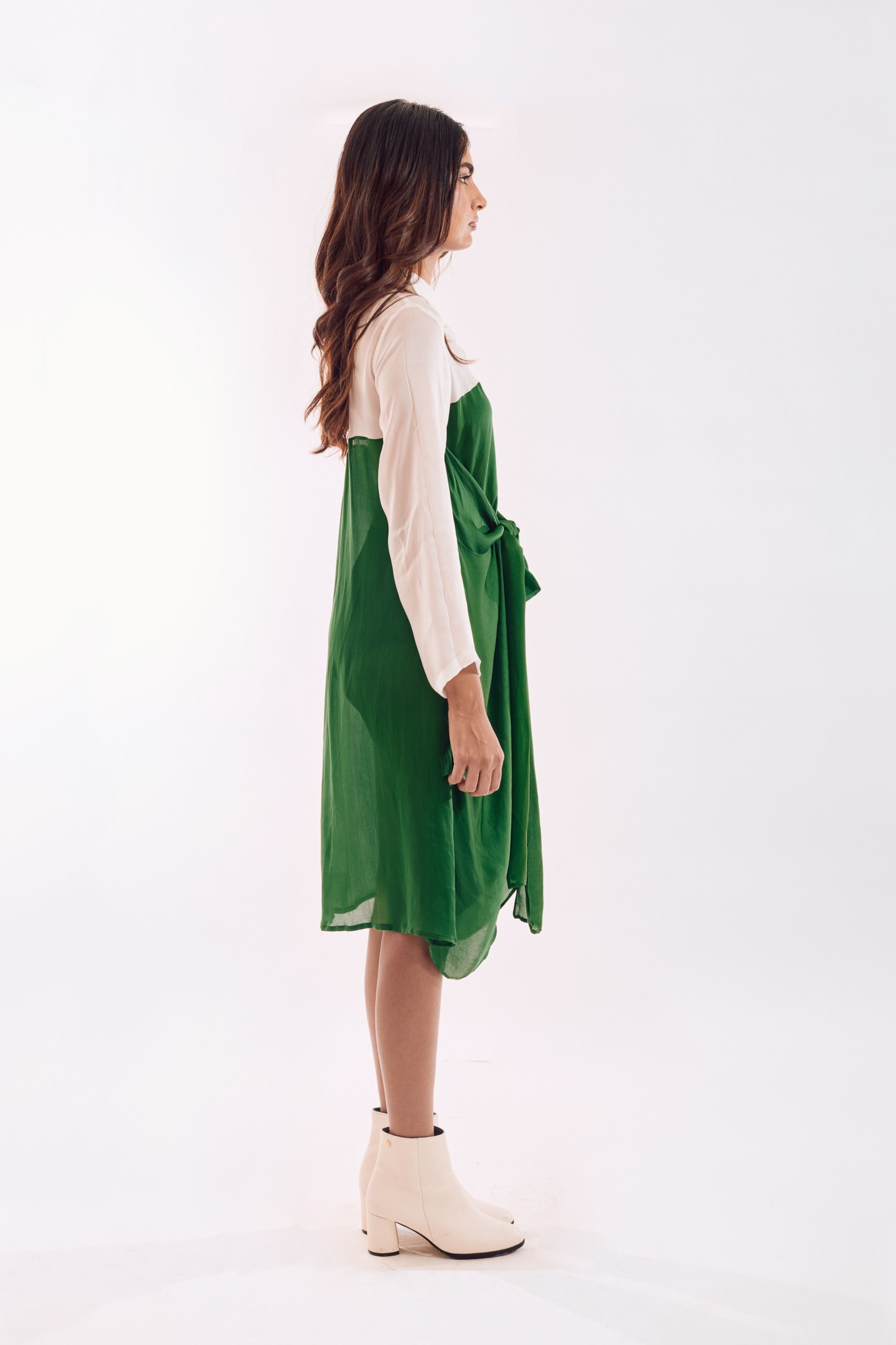 Green Half Tie Dress