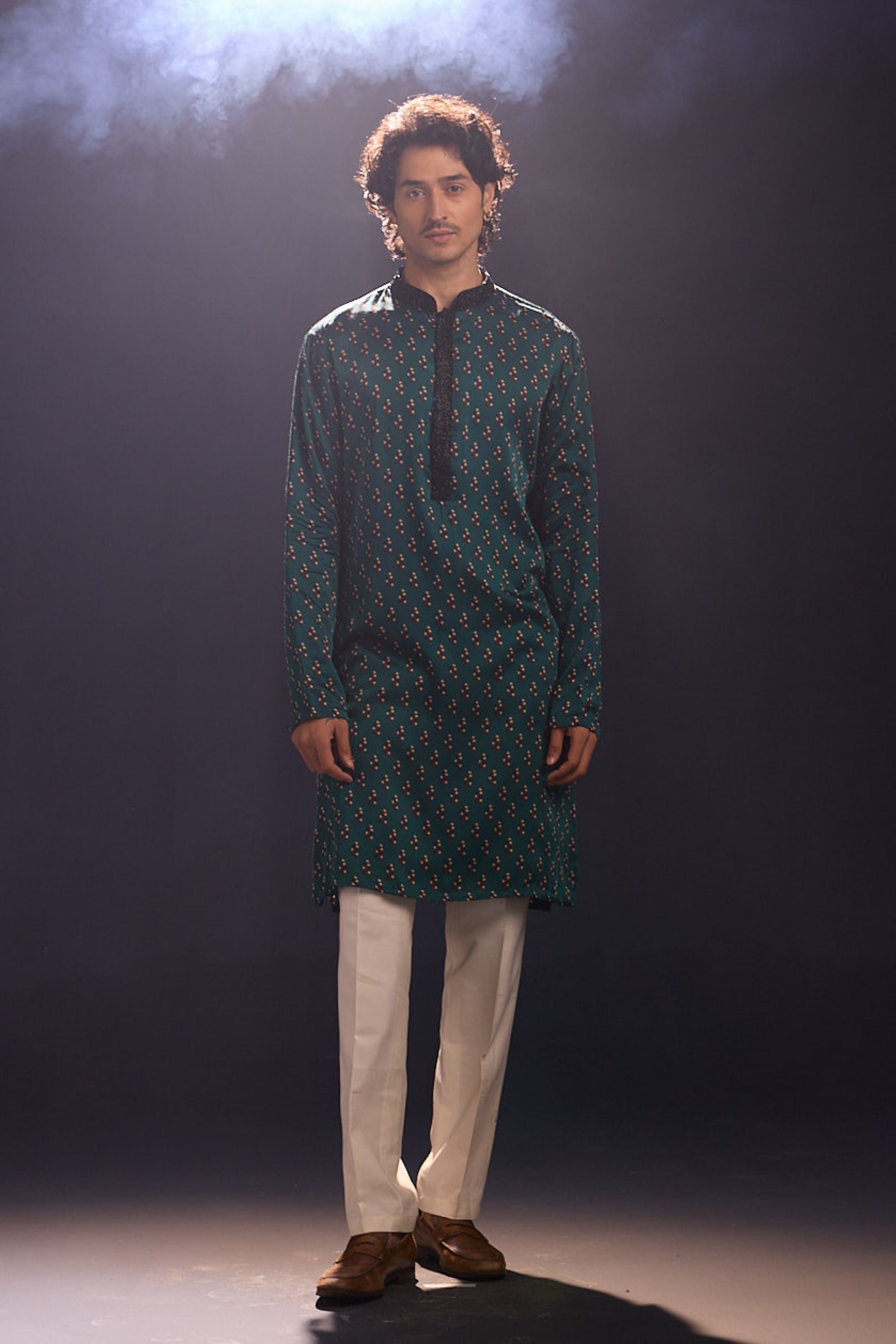 Green Printed Kurta Set