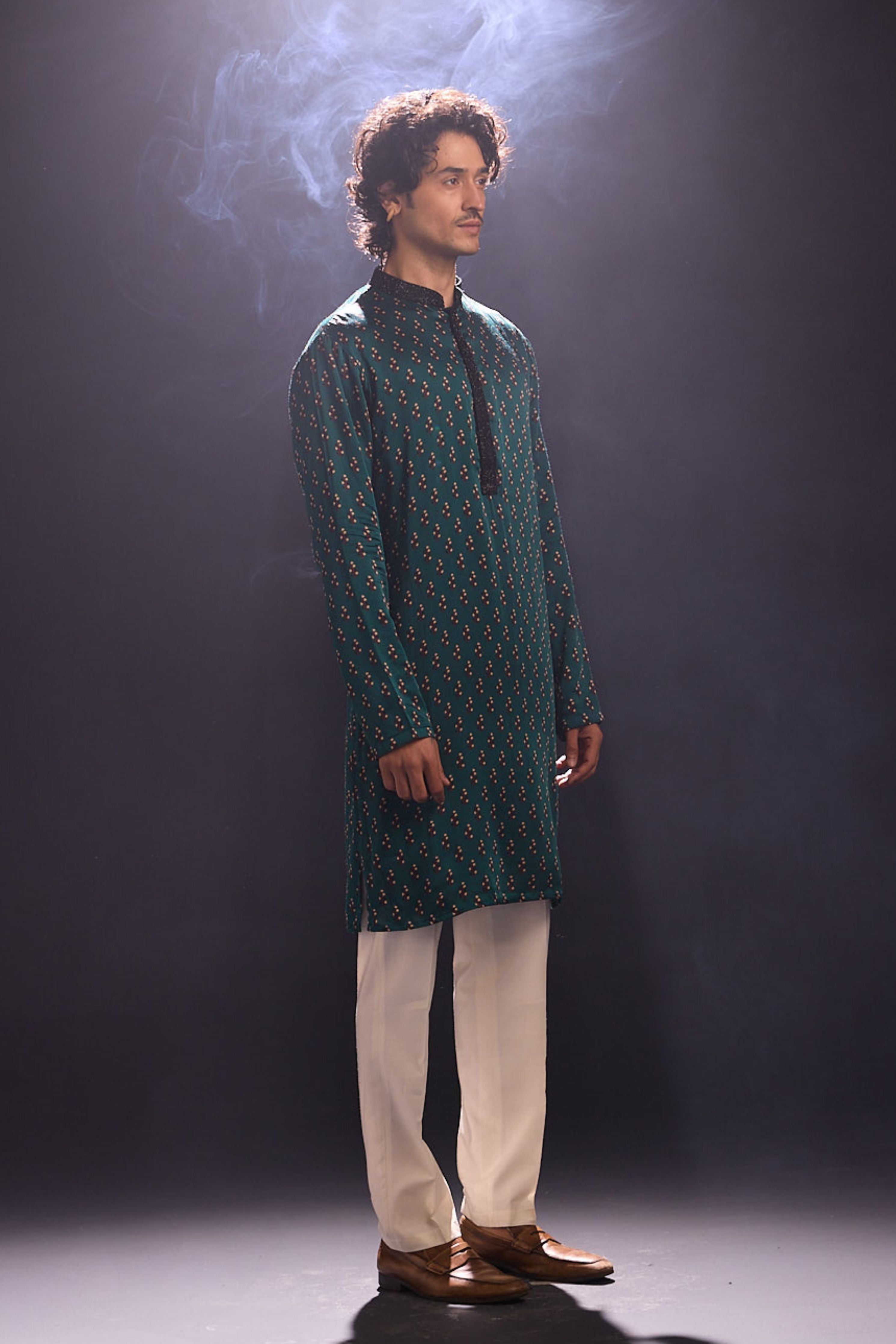 Green Printed Kurta Set