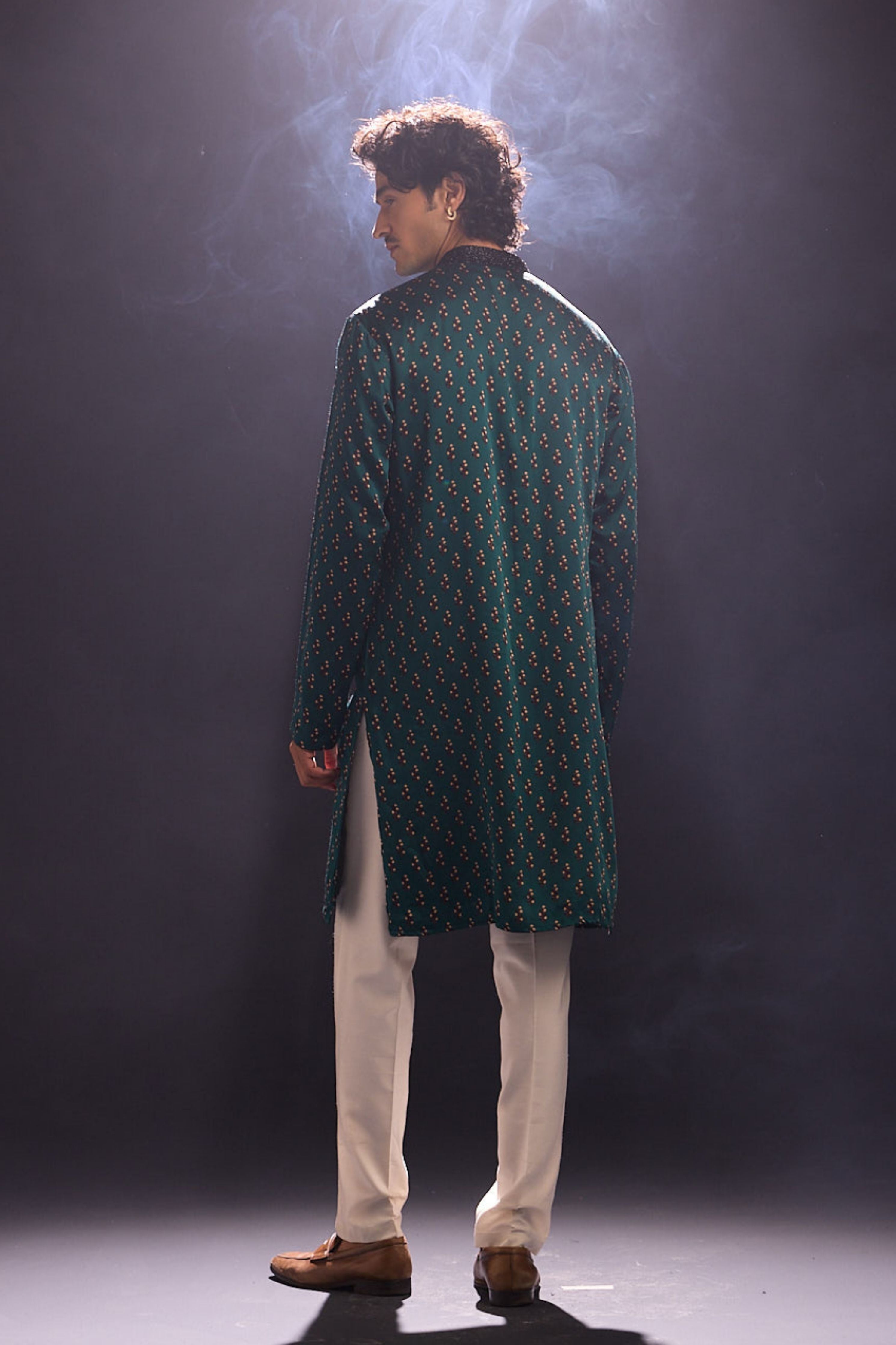 Green Printed Kurta Set