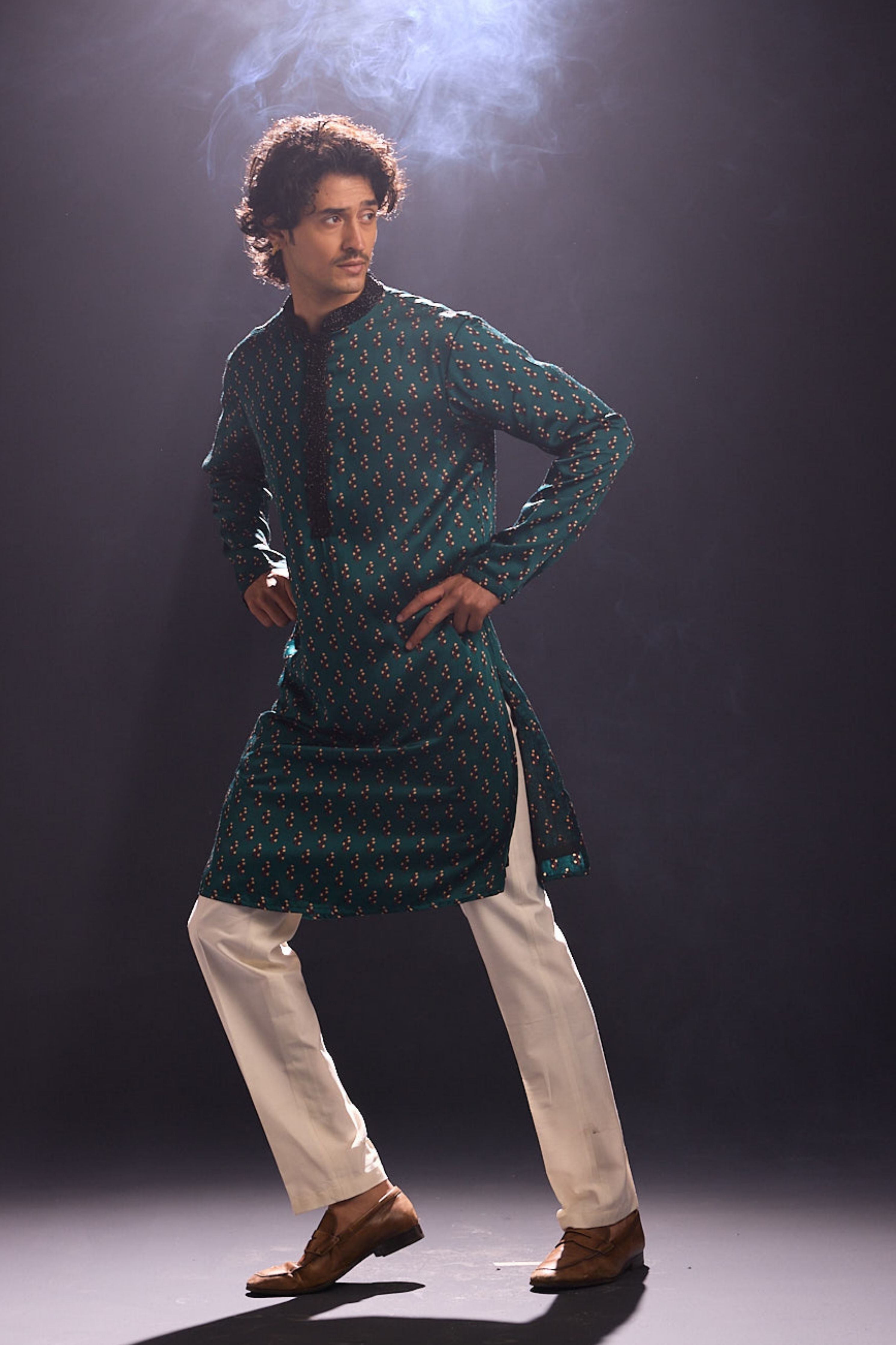 Green Printed Kurta Set