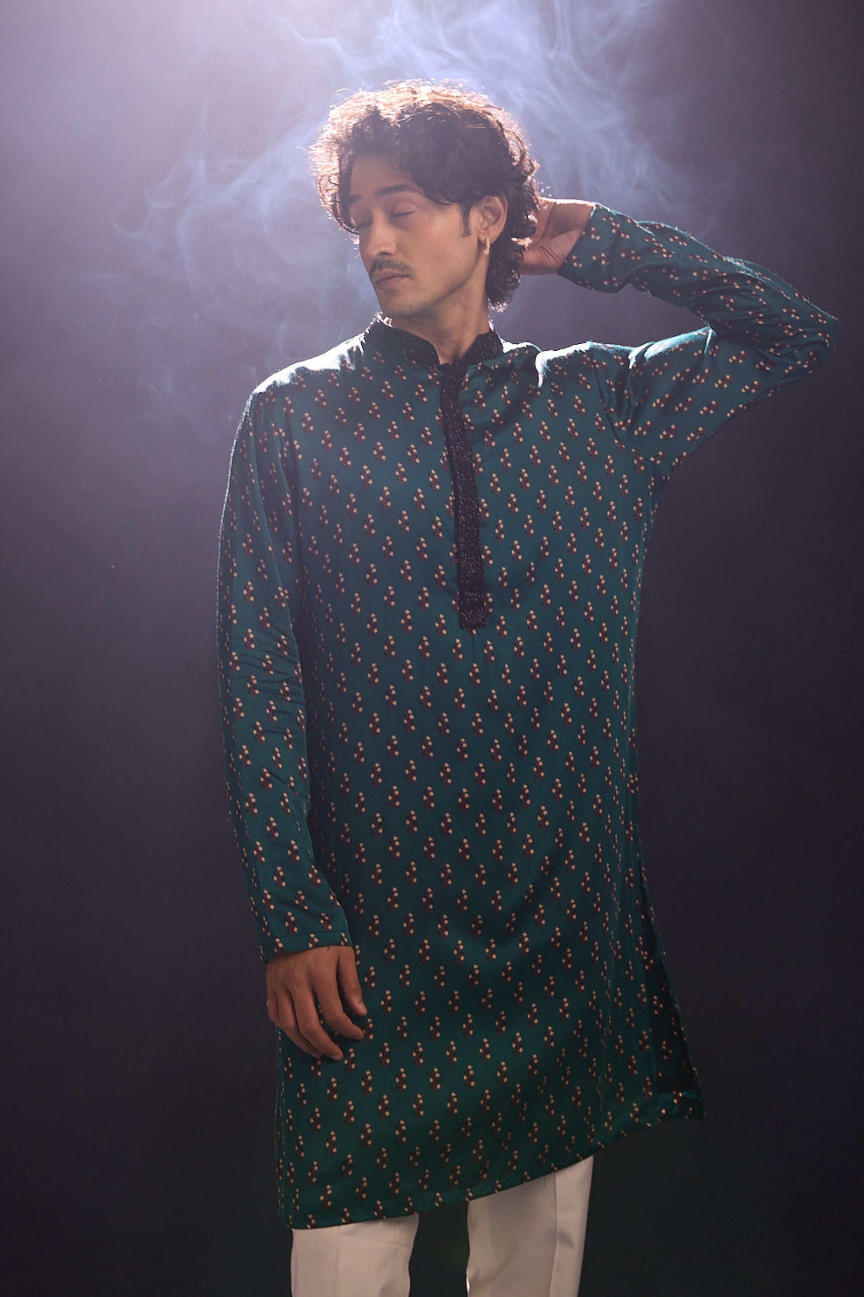 Green Printed Kurta Set