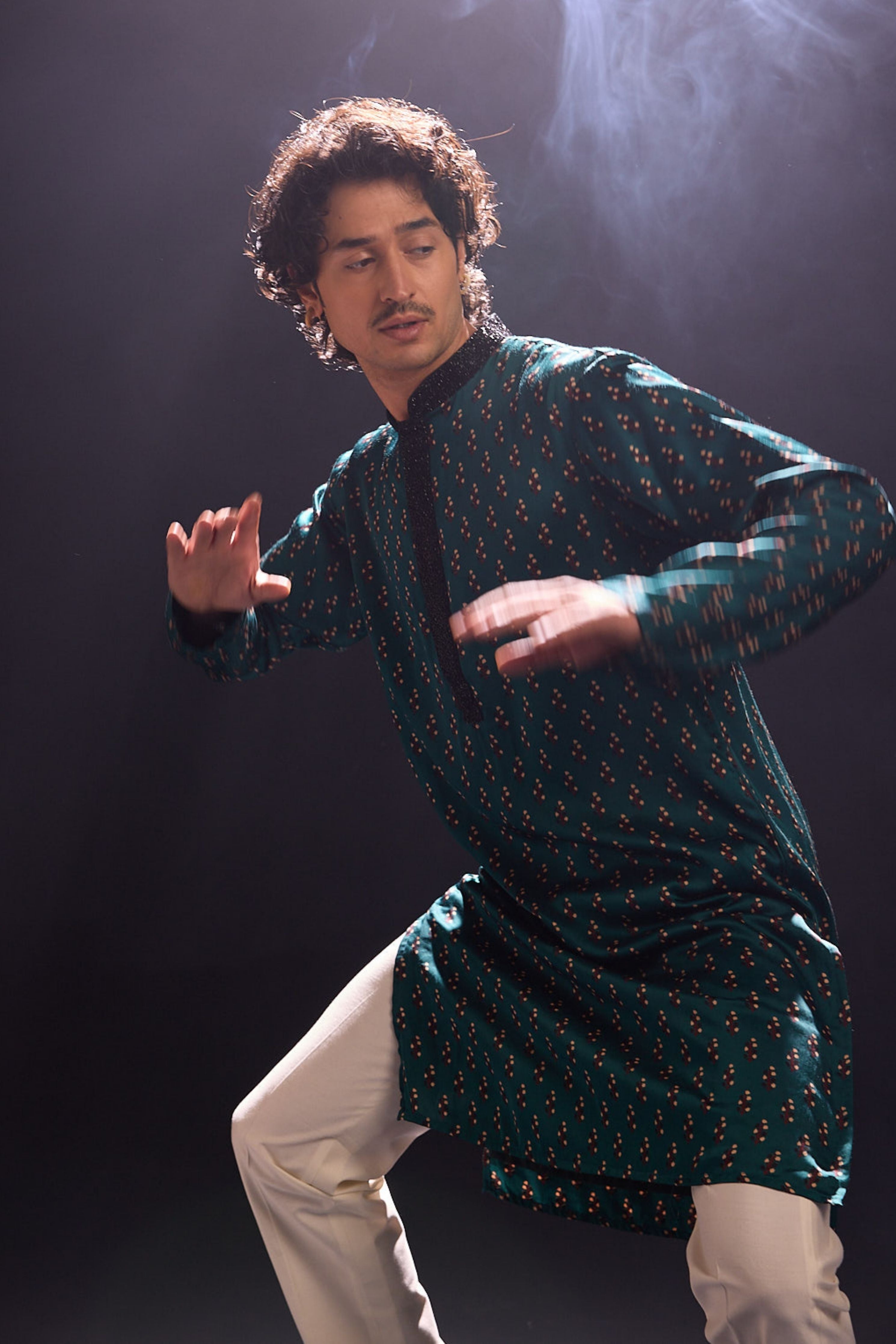 Green Printed Kurta Set