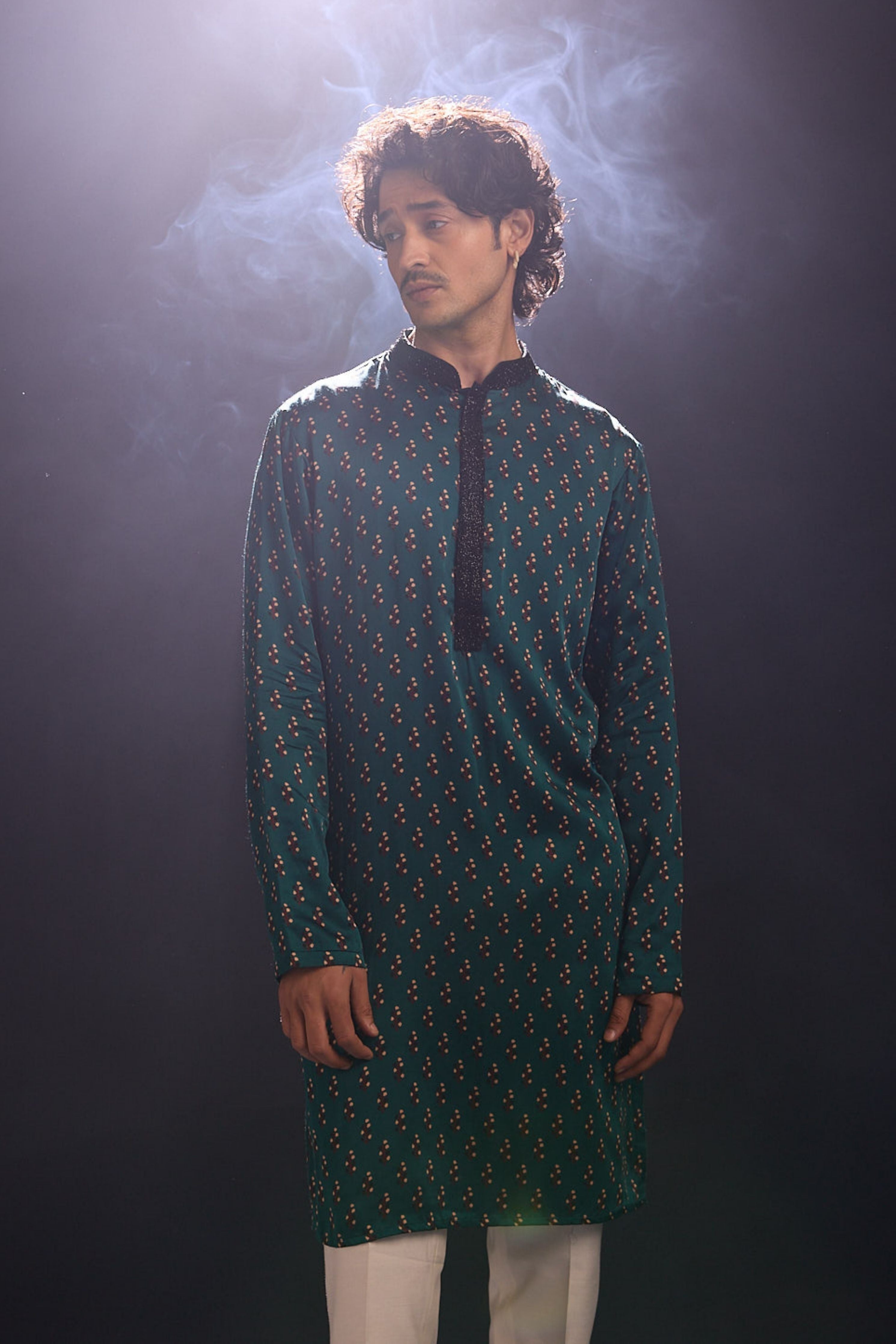 Green Printed Kurta Set