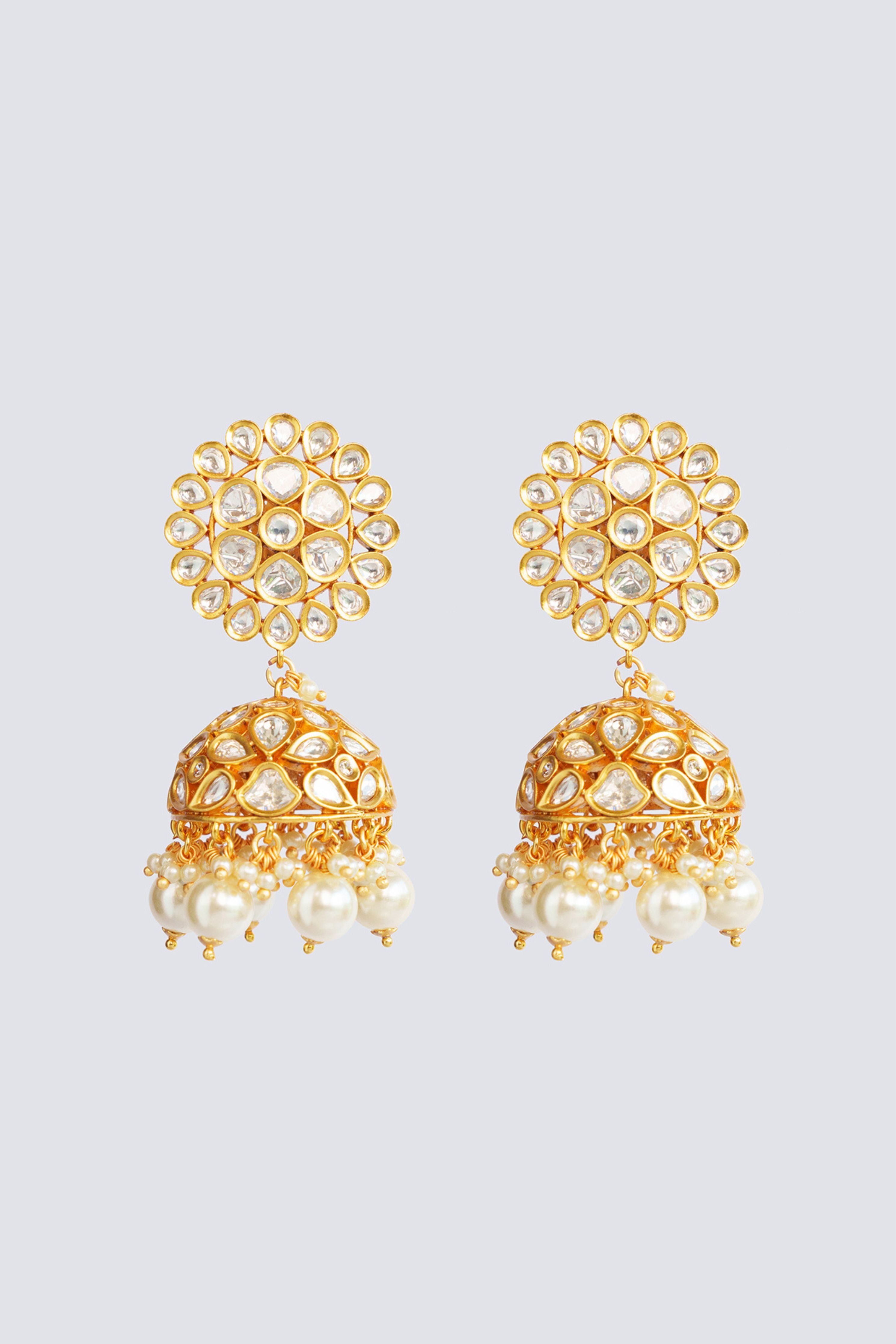 Grey Bold And Dramatic Kundan Jhumkis