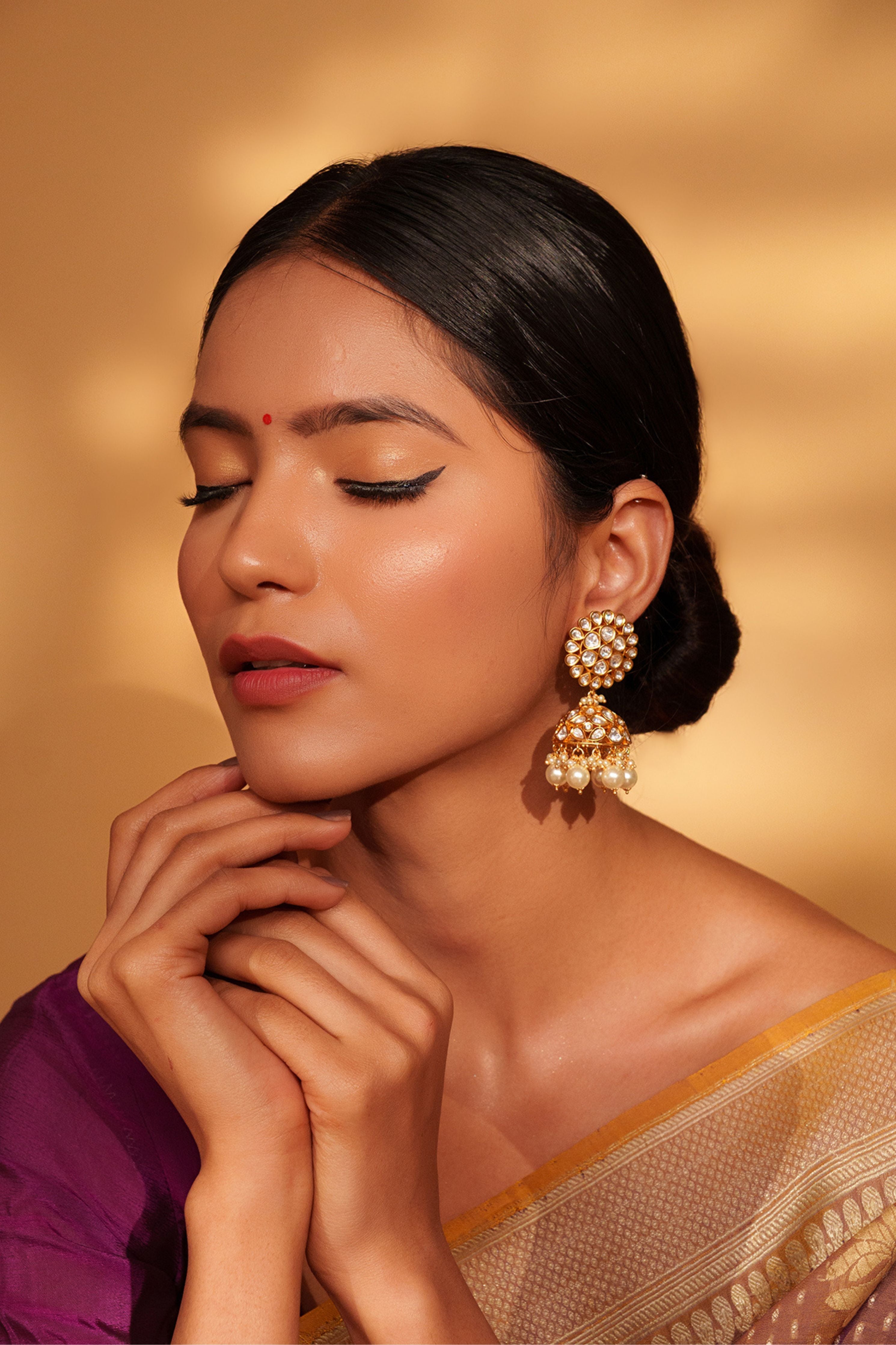 Grey Bold And Dramatic Kundan Jhumkis