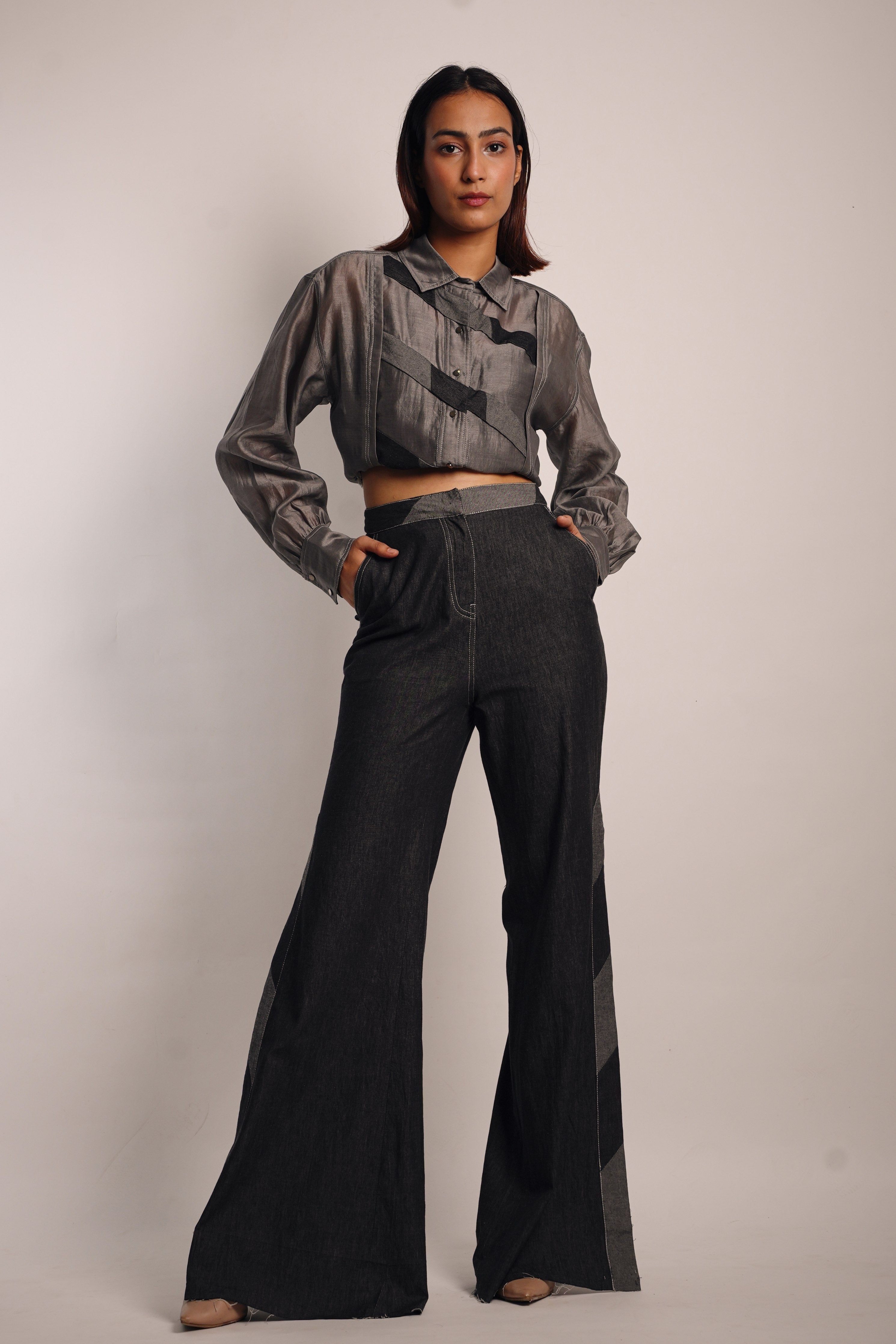 Grey Denim Applique Co-Ord Set