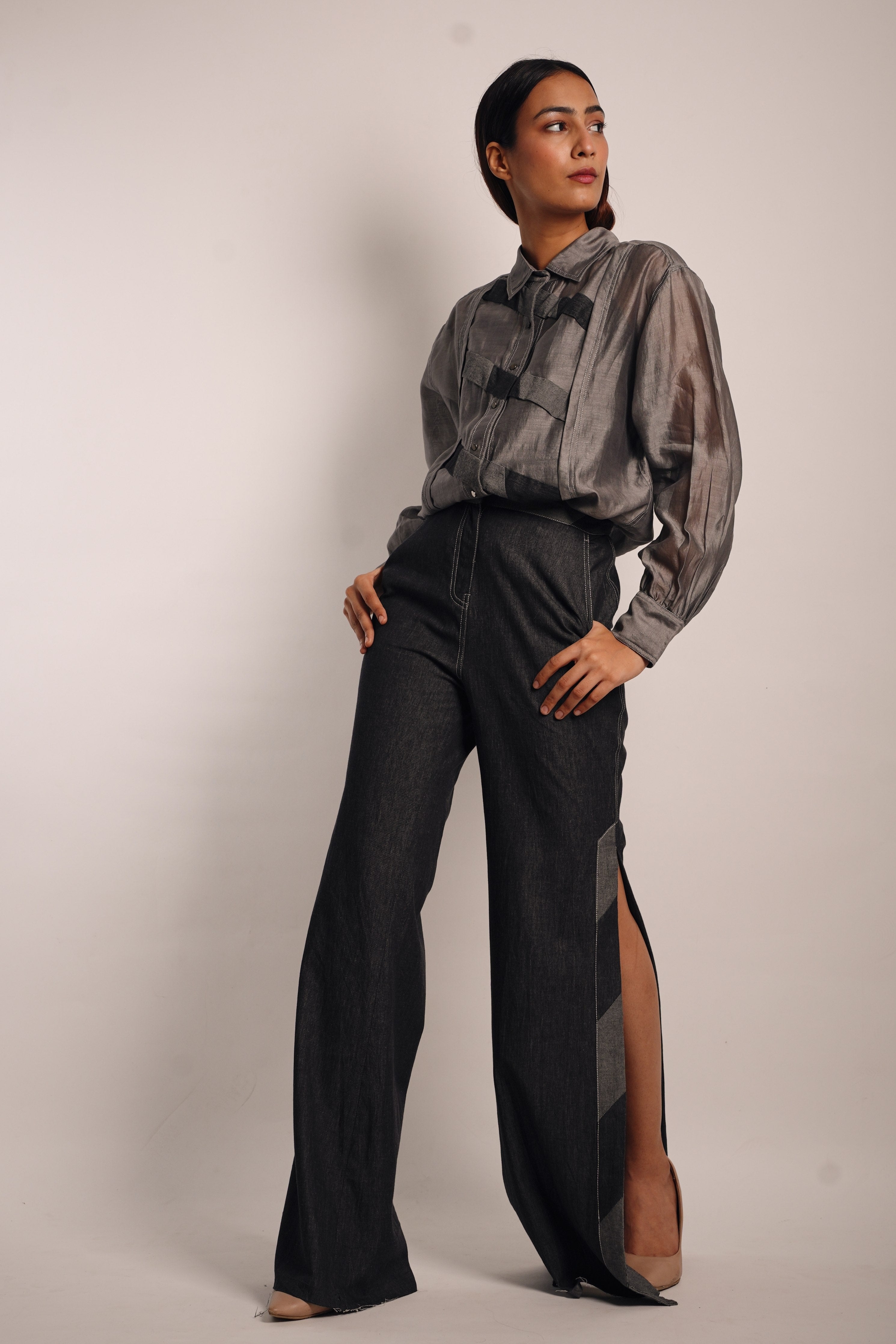Grey Denim Applique Co-Ord Set