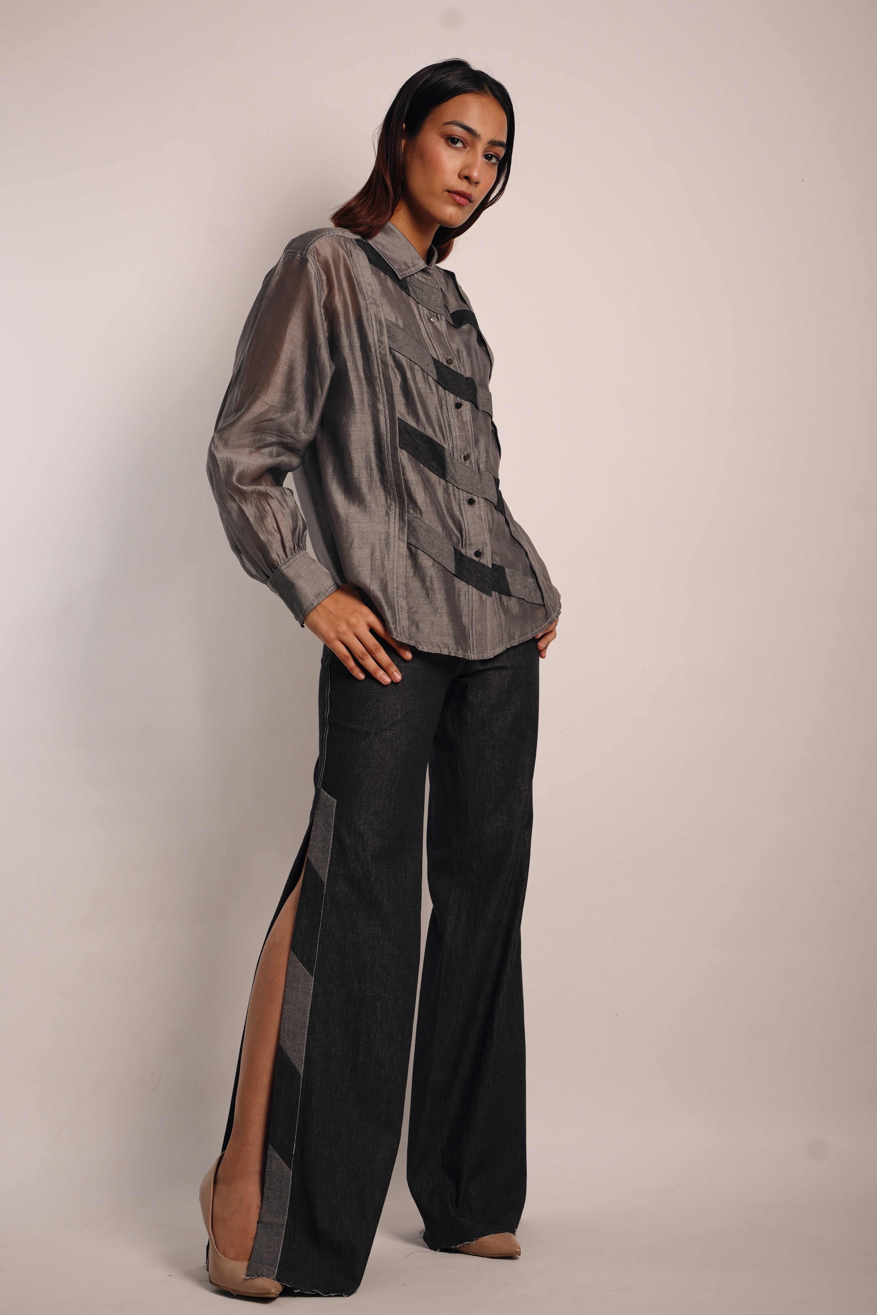 Grey Denim Applique Co-Ord Set