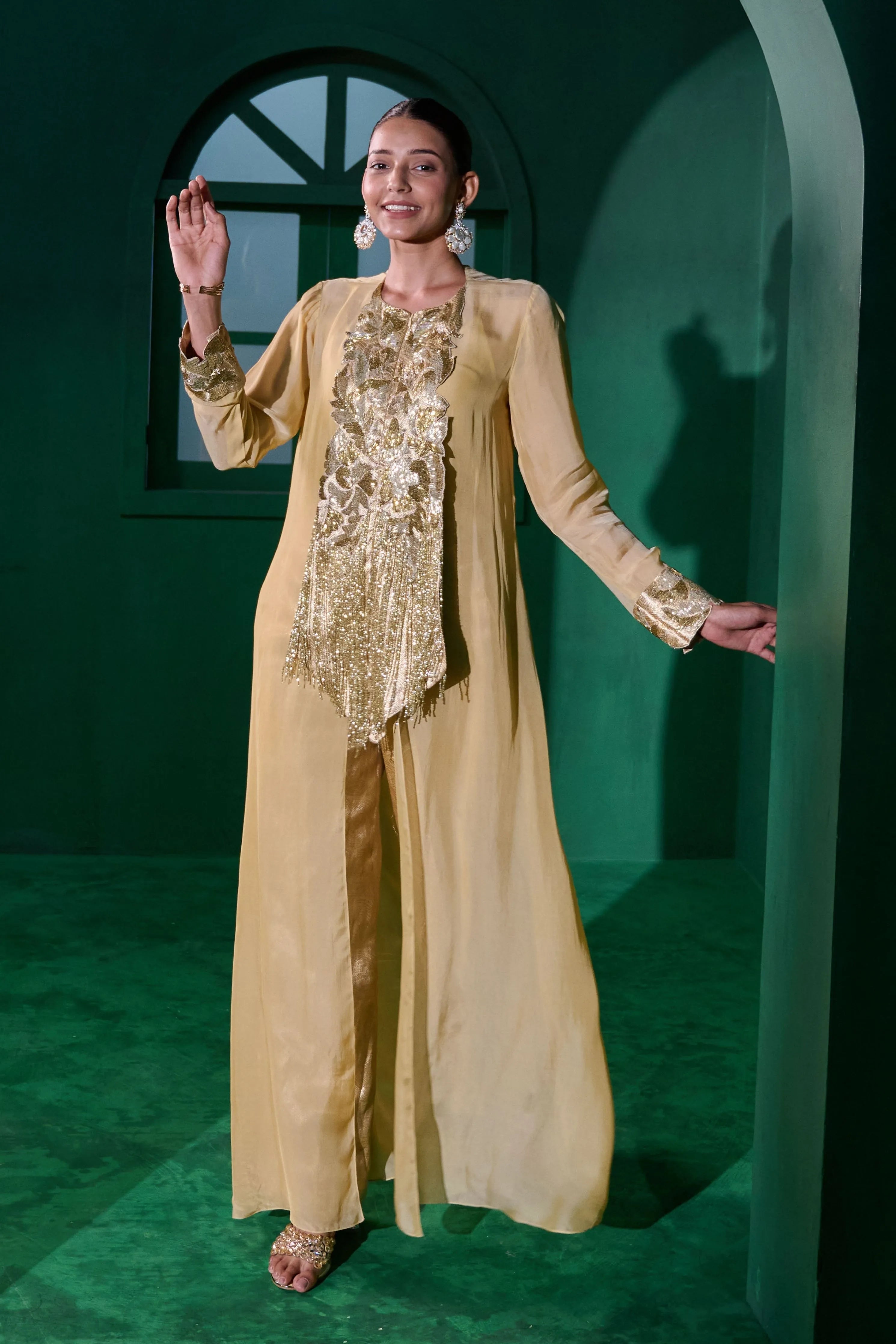 Gulzar Gilded Dress With Pants