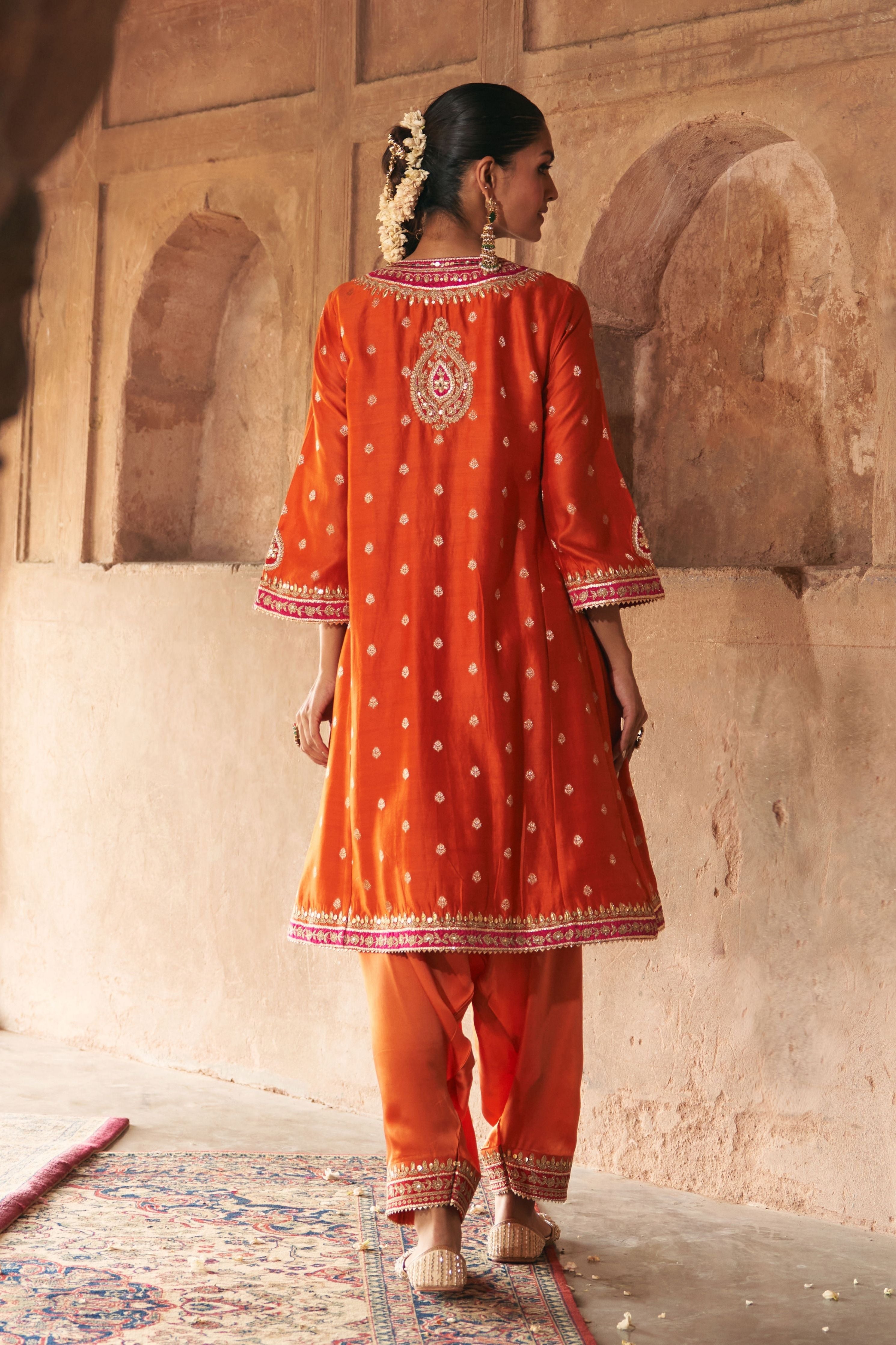 Hafsa  Burnt Orange Chauga With Salwar