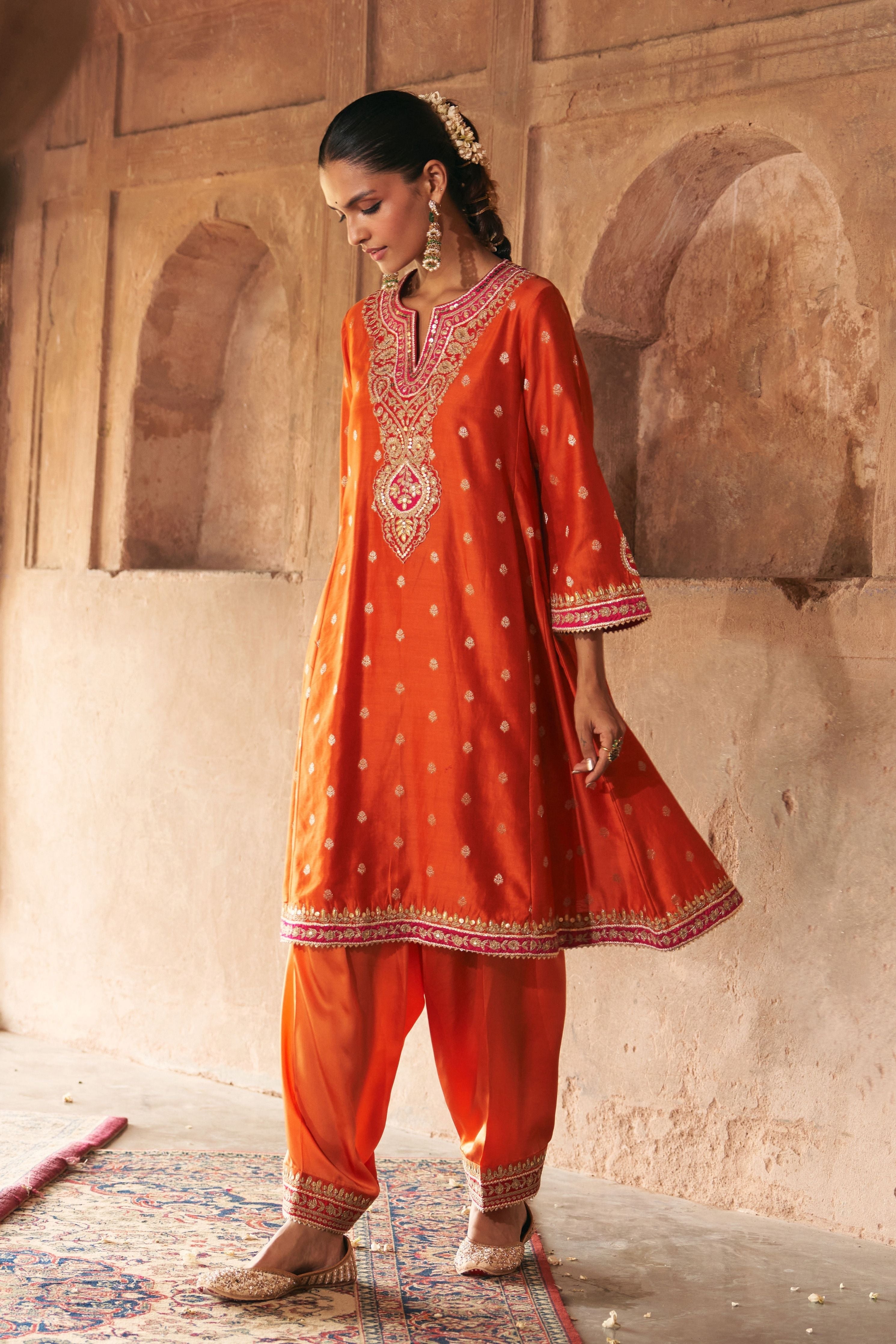 Hafsa  Burnt Orange Chauga With Salwar