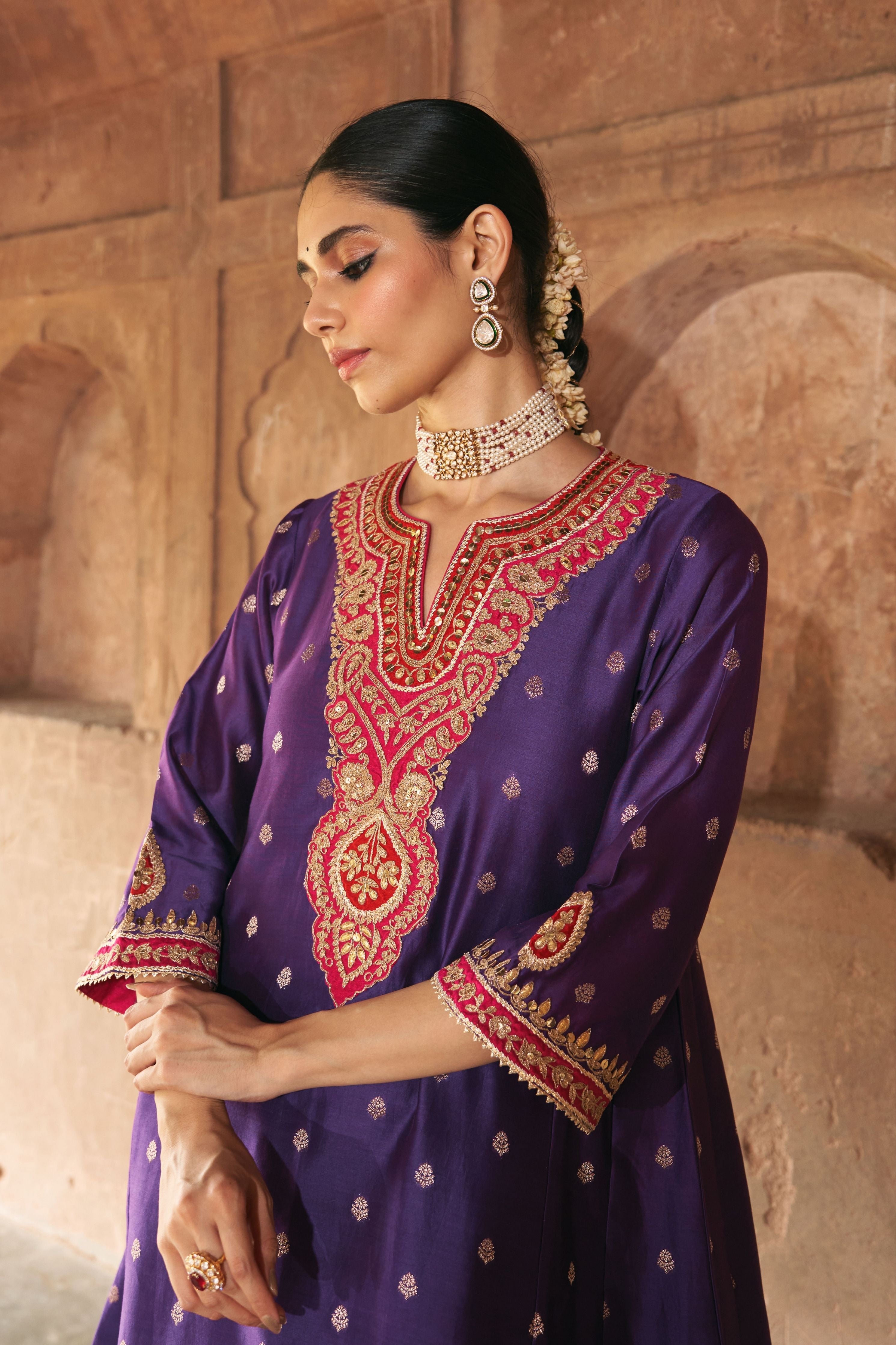 Hafsa Deep Purple Chauga With Salwar