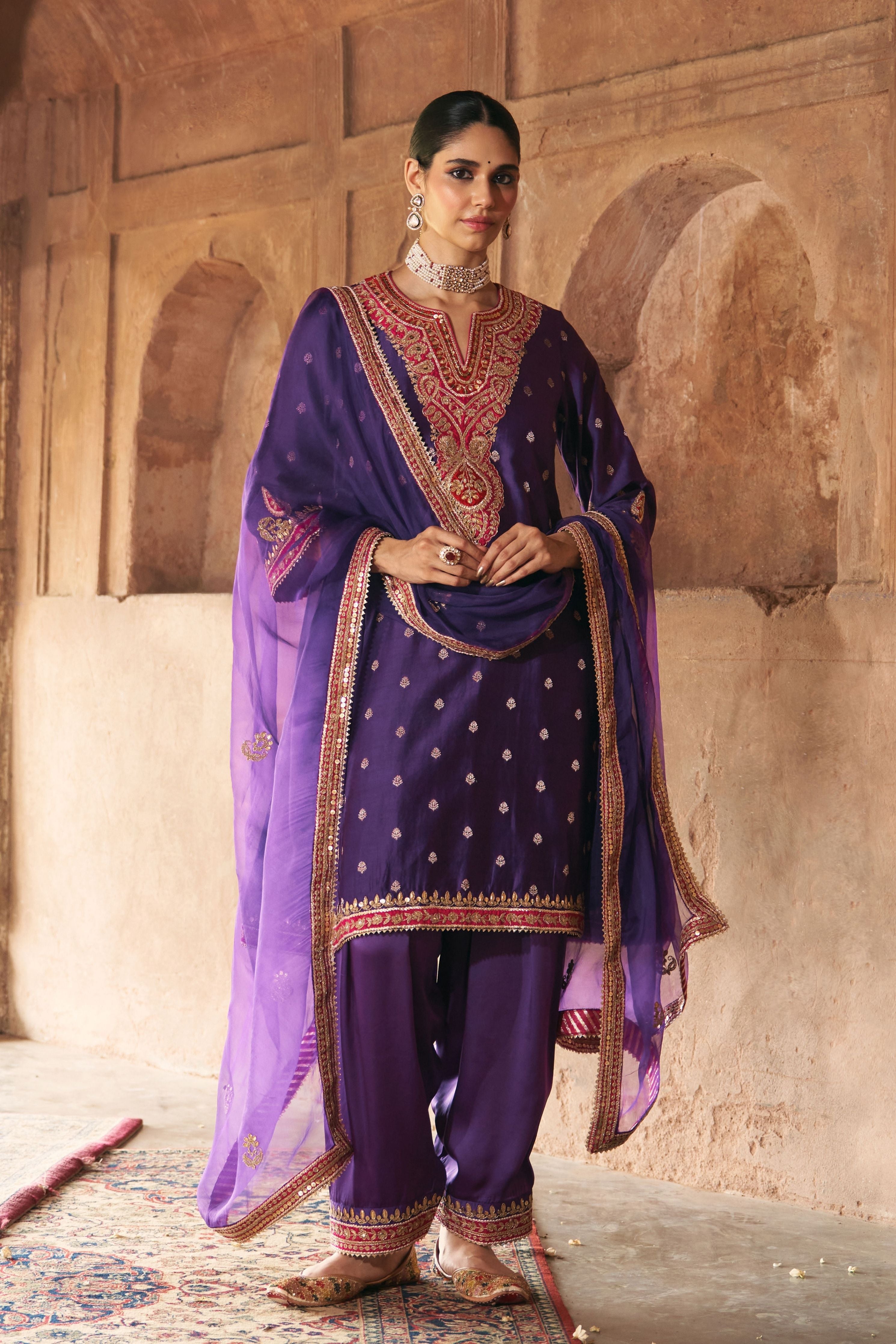 Hafsa Deep Purple Chauga With Salwar