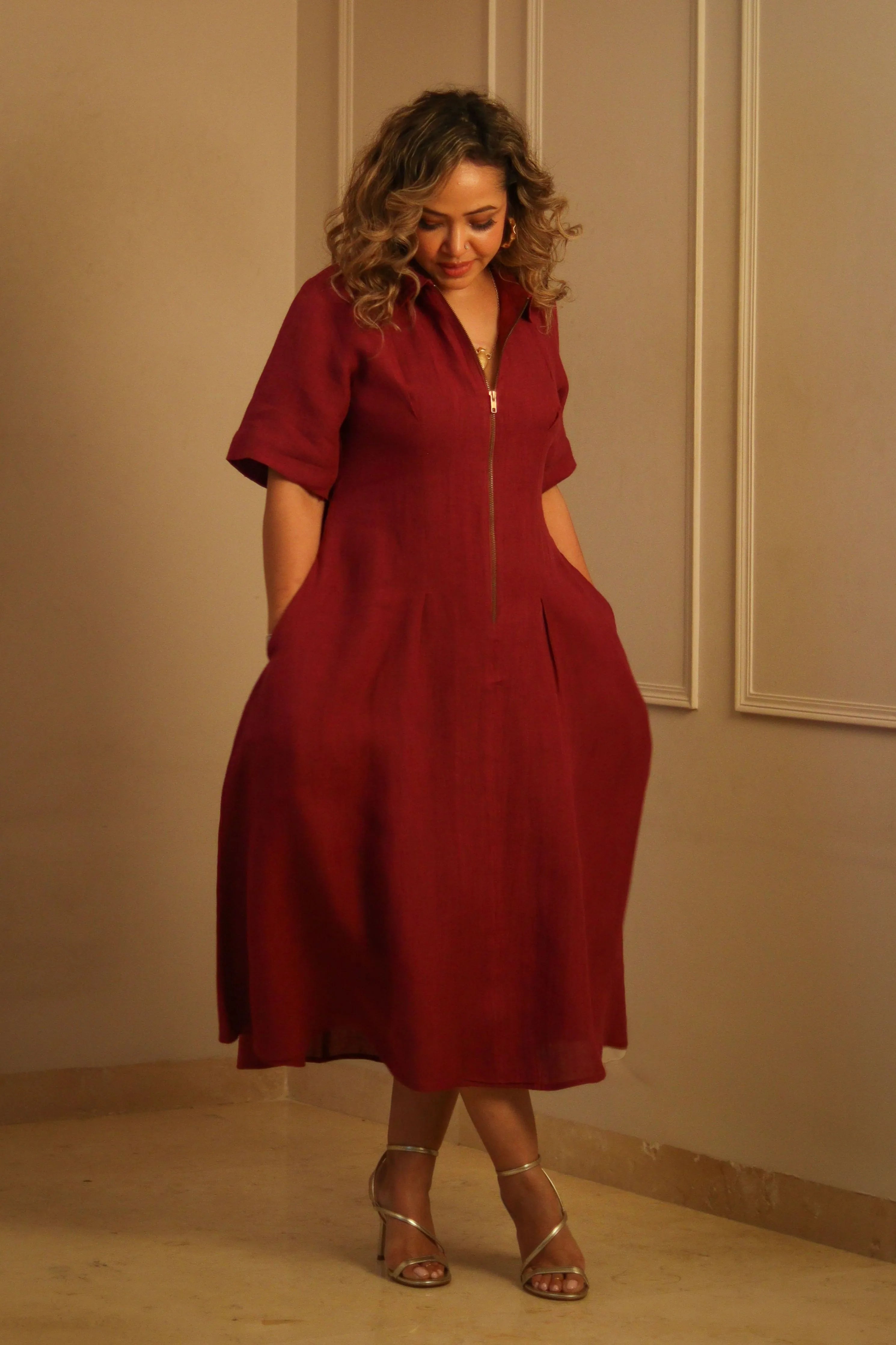 Rose Linen Dress