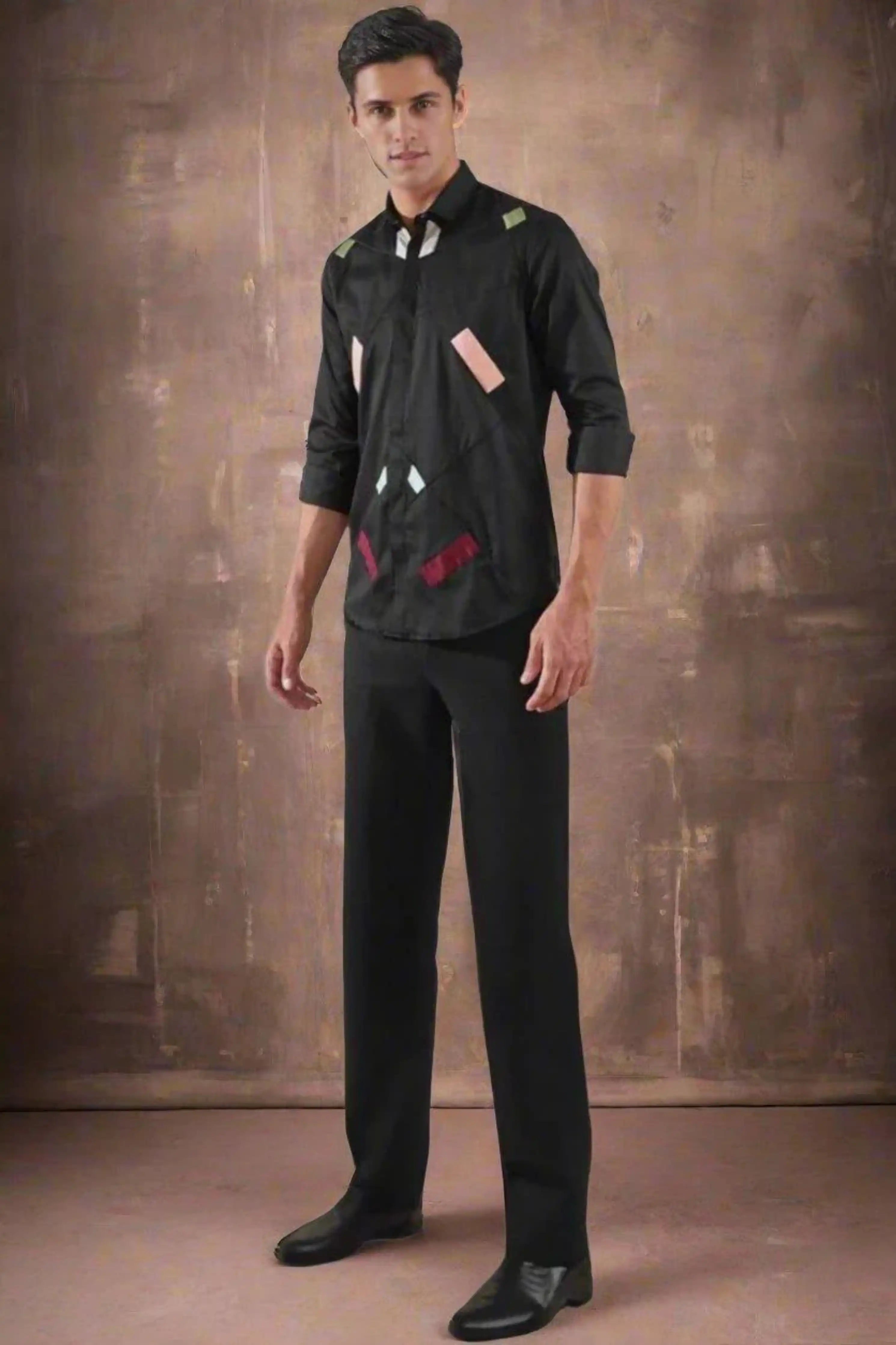 Embellished Party Wear Black Shirt