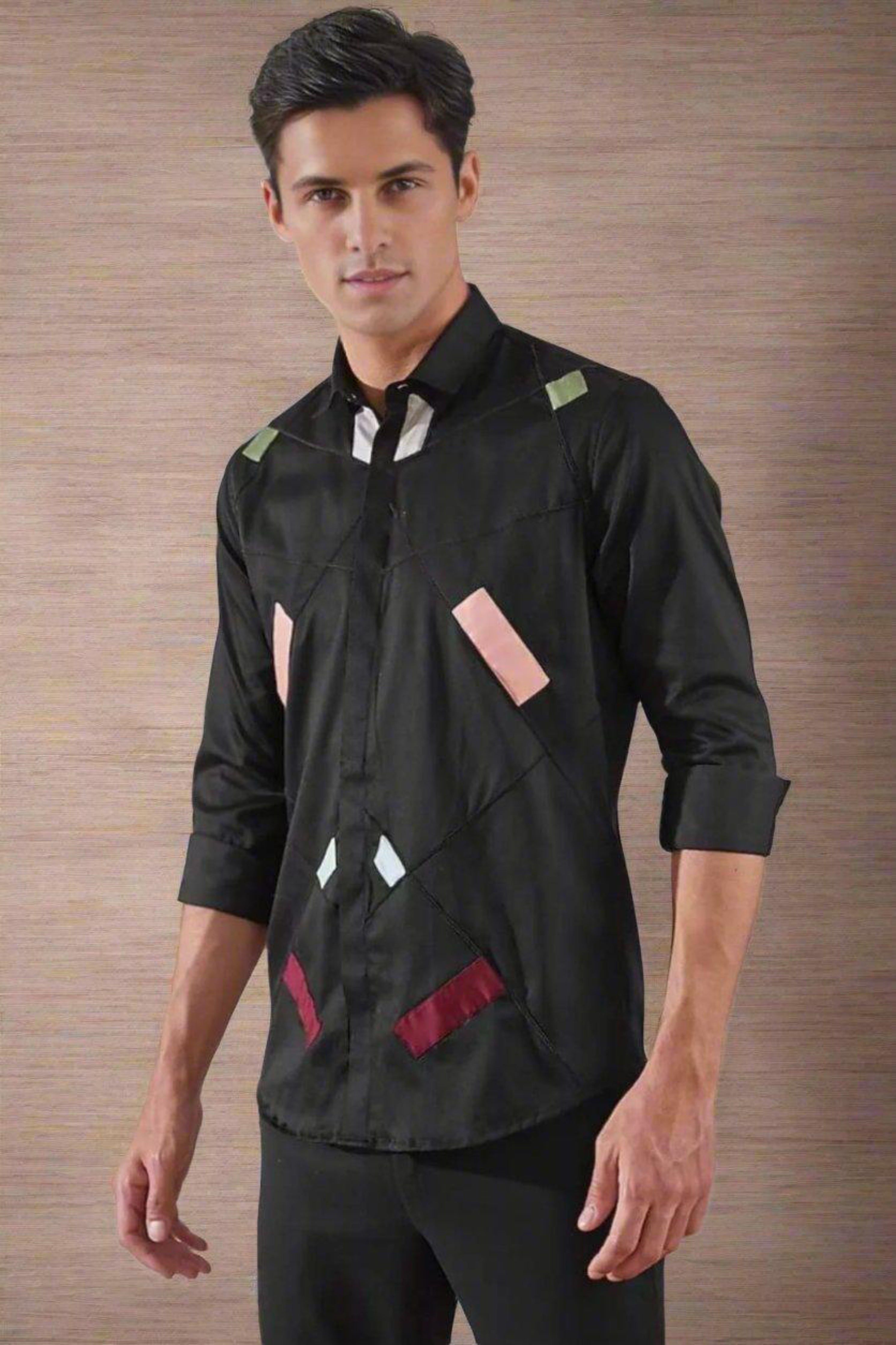 Embellished Party Wear Black Shirt