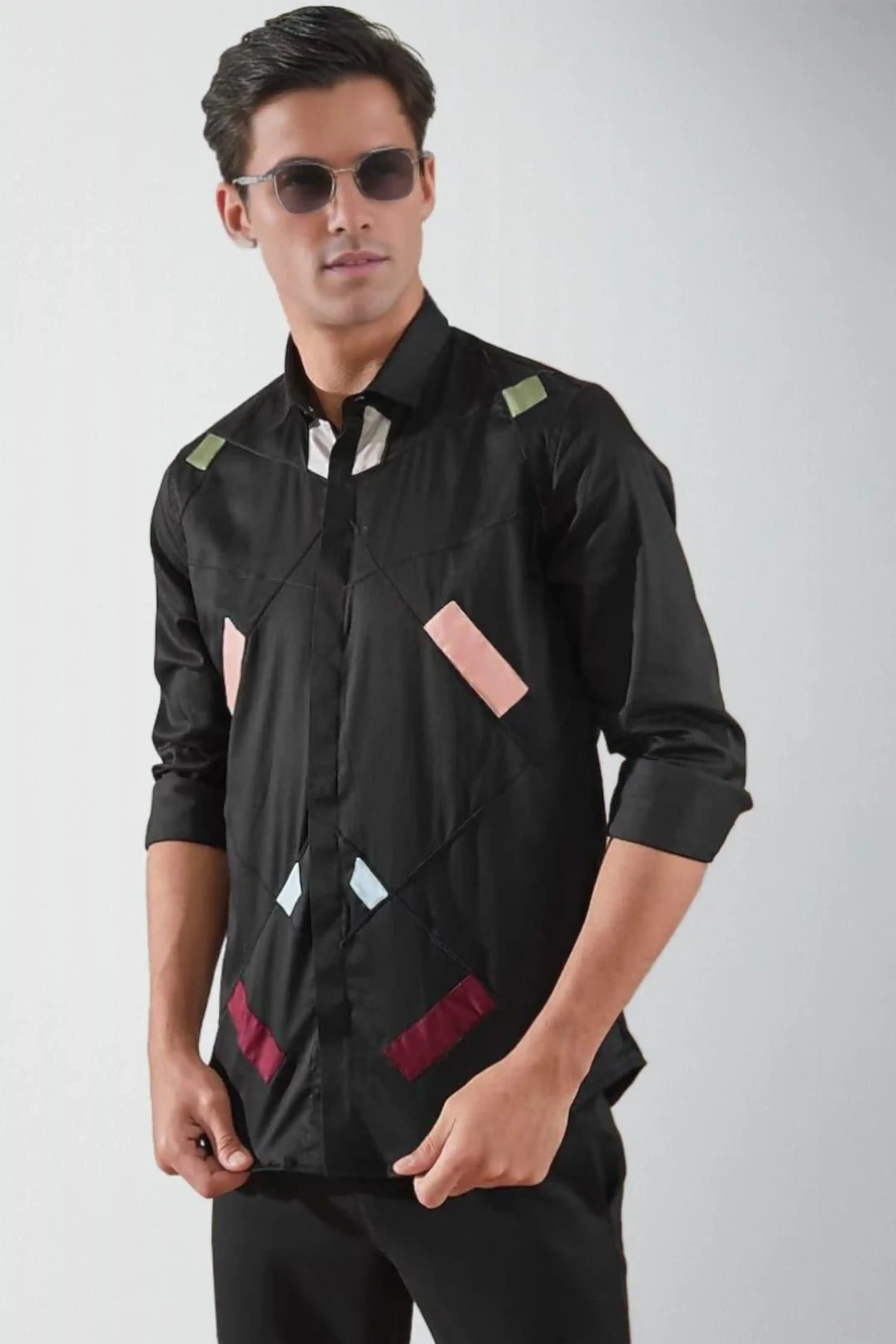 Embellished Party Wear Black Shirt