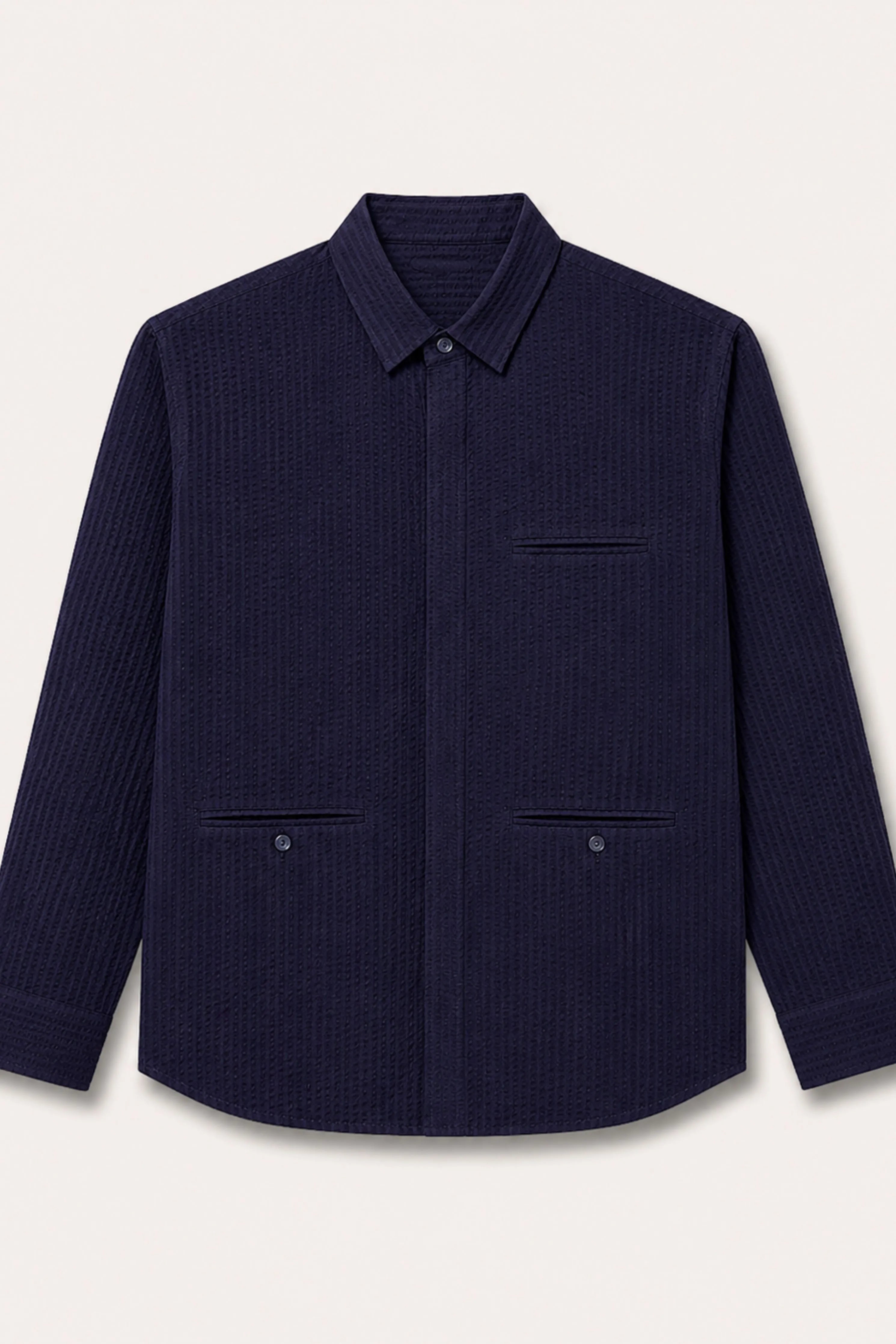 Classic Seersucker Shirt With Back Detail