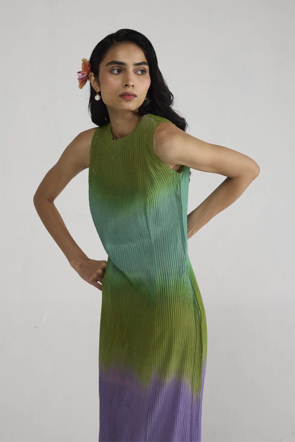 Hana Pintucks Crepe Dress