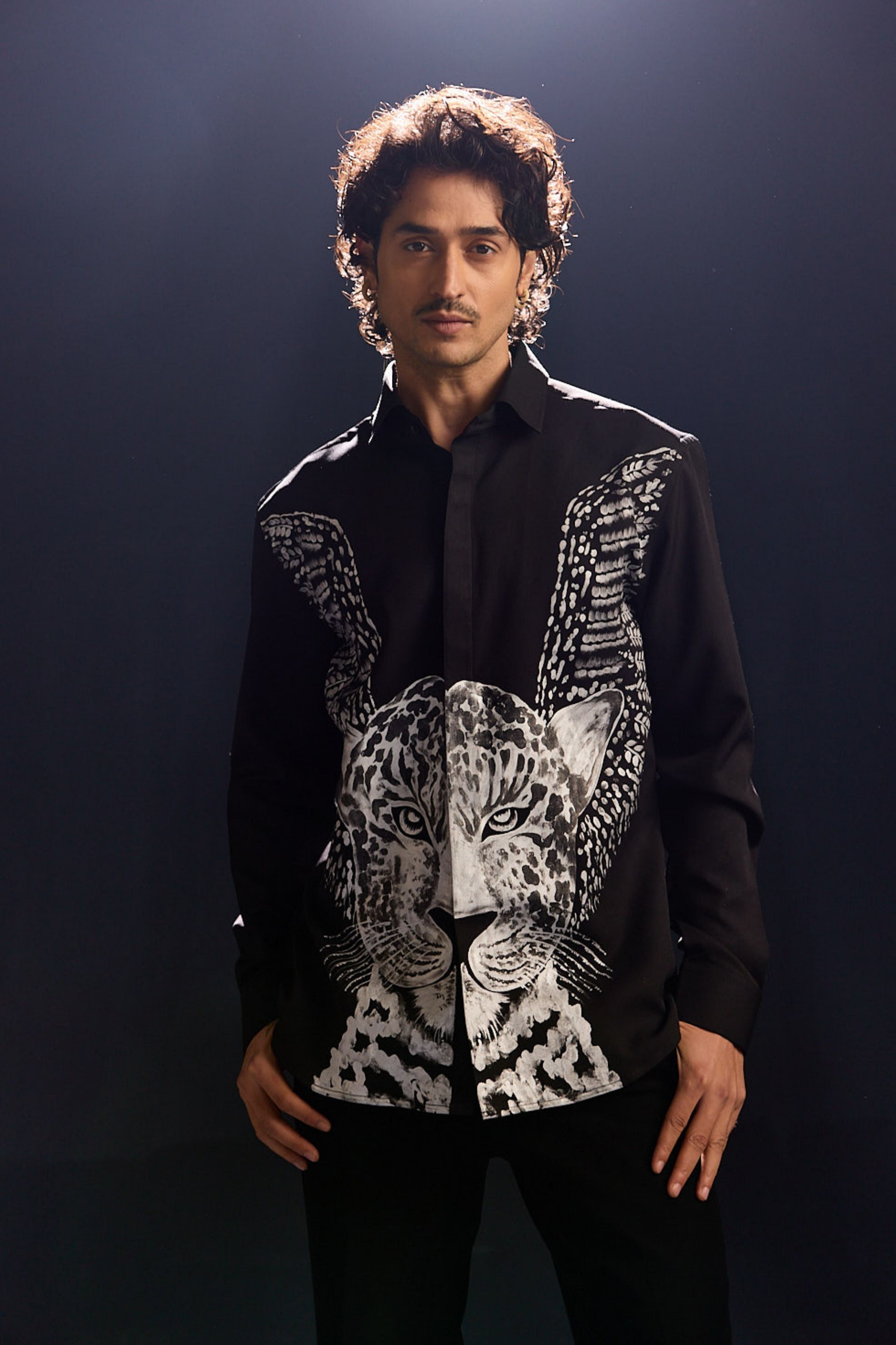 Hand Painted Black Leapord Shirt
