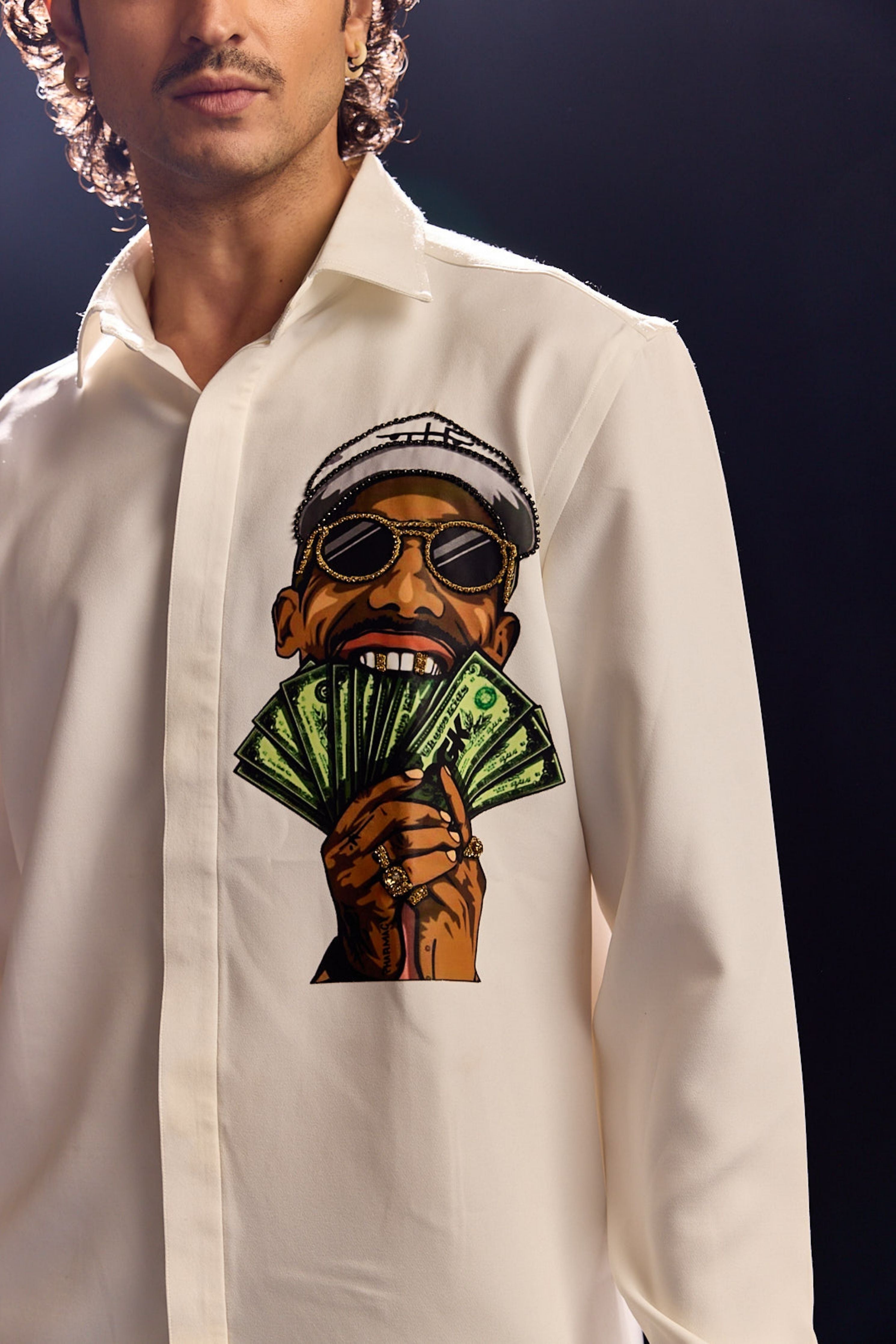 Hand Painted Money Detailing Shirt