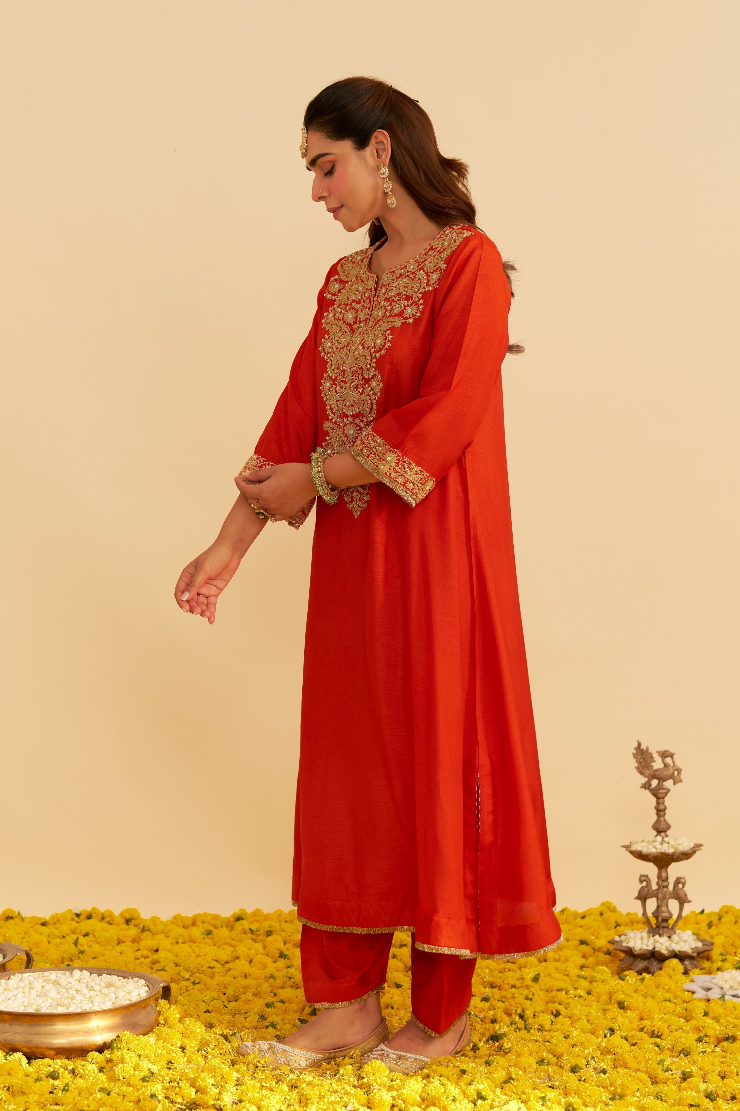 Hiba Long Kaftan With Salwar And Dupatta