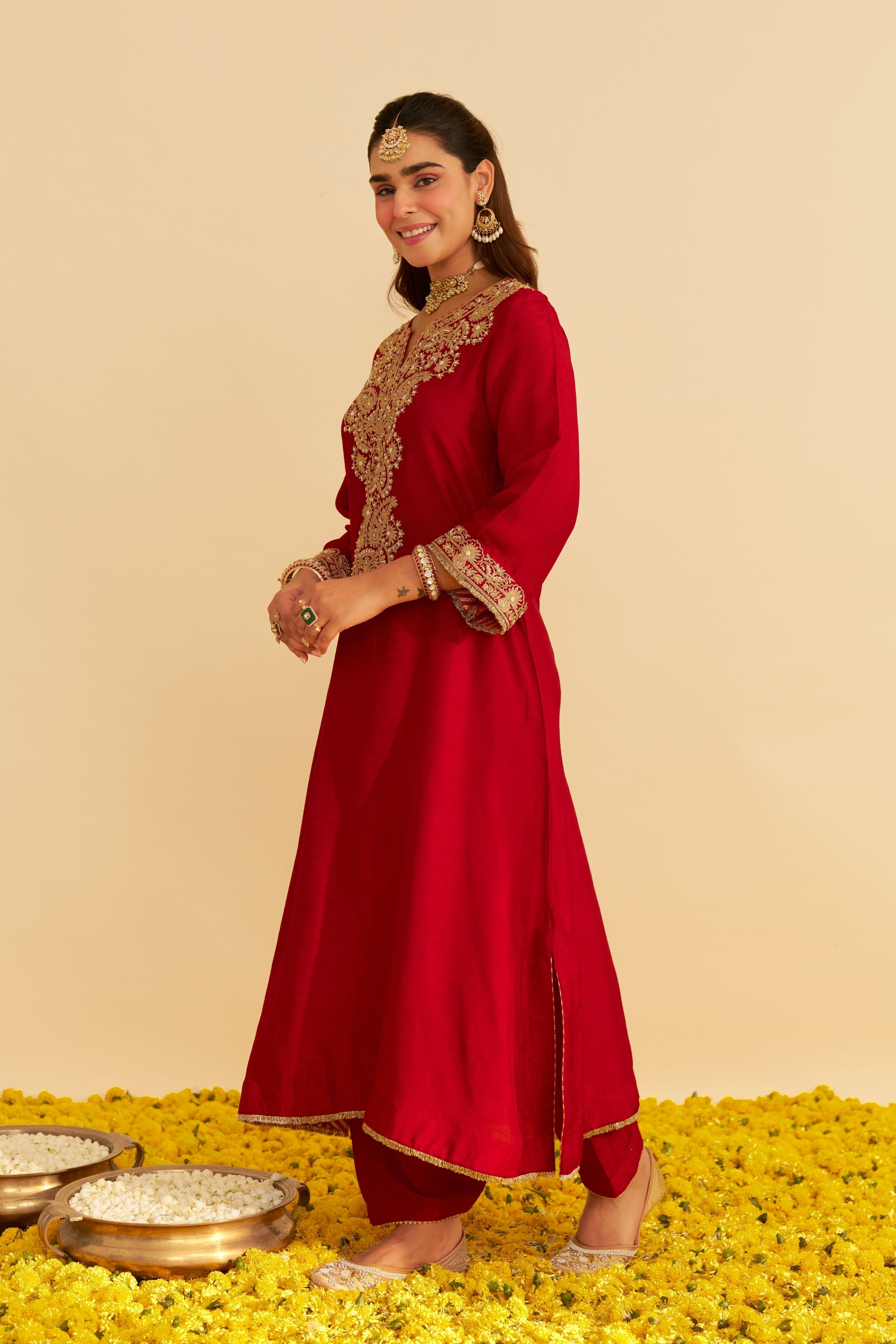 Hiba Long Kaftan With Salwar And Dupatta