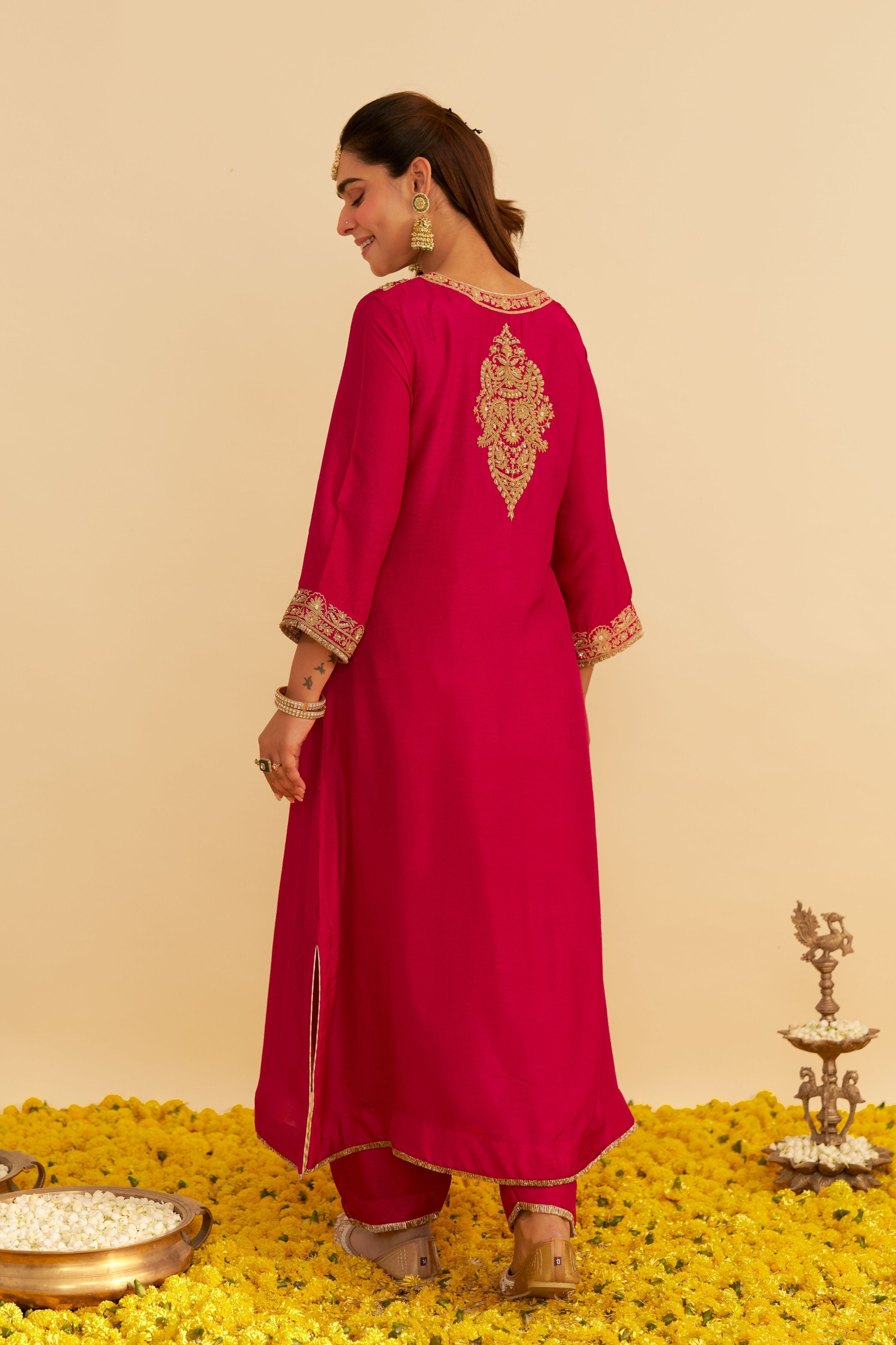 Hiba Long Kaftan With Salwar And Dupatta