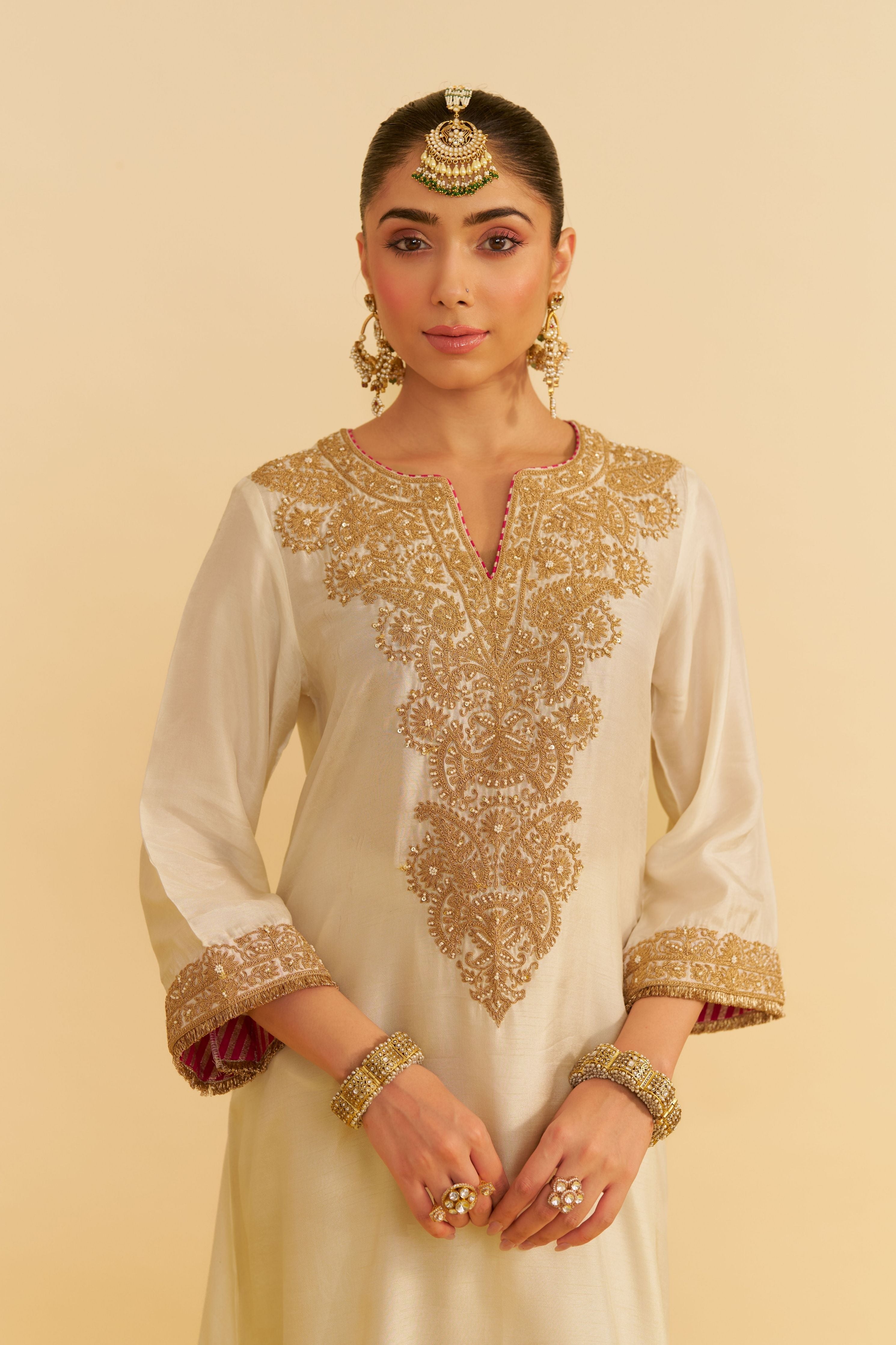 Hiba Ivory Long Kaftan With Salwar