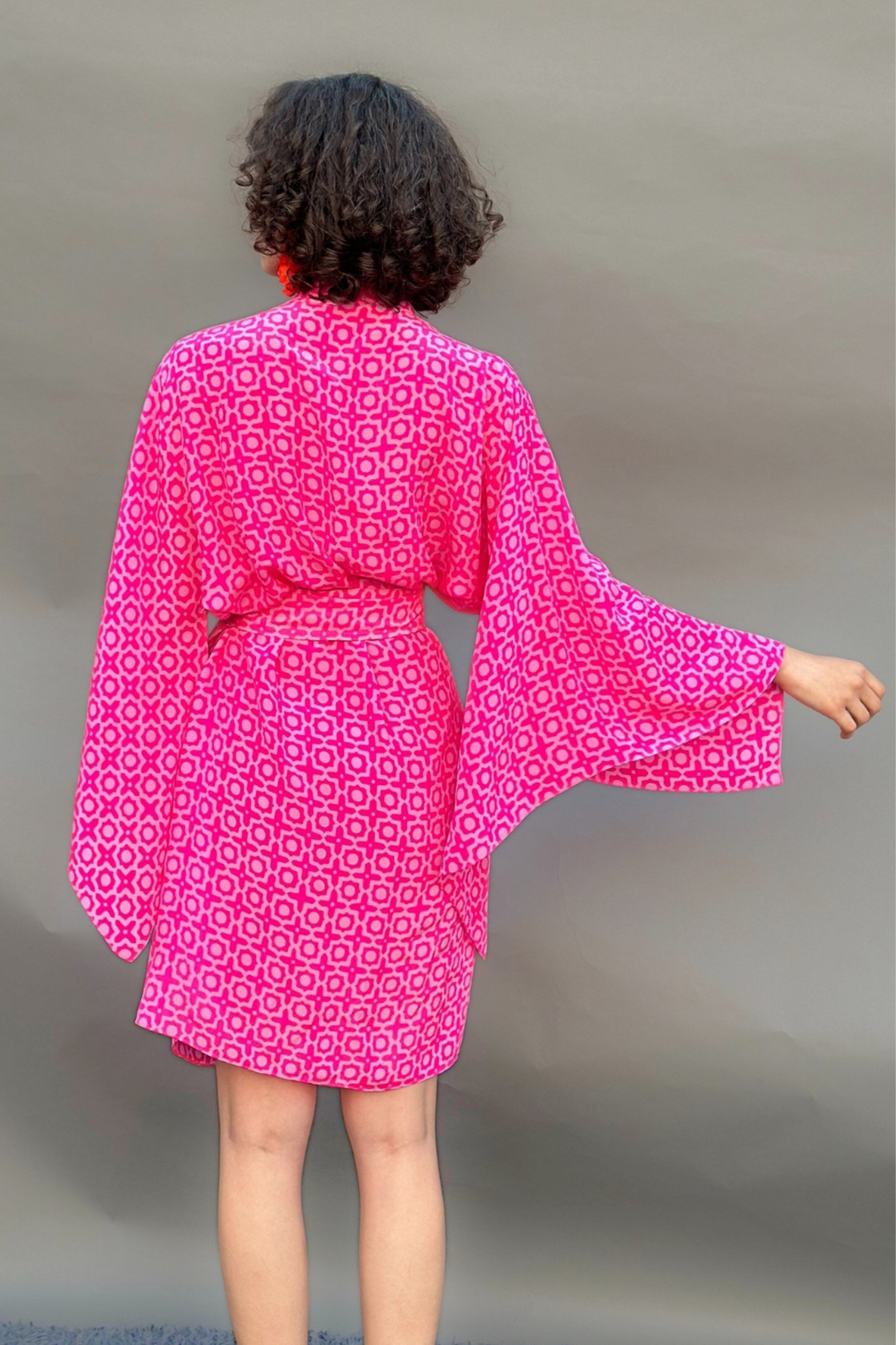 Honeycomb Printed Wrap Dress