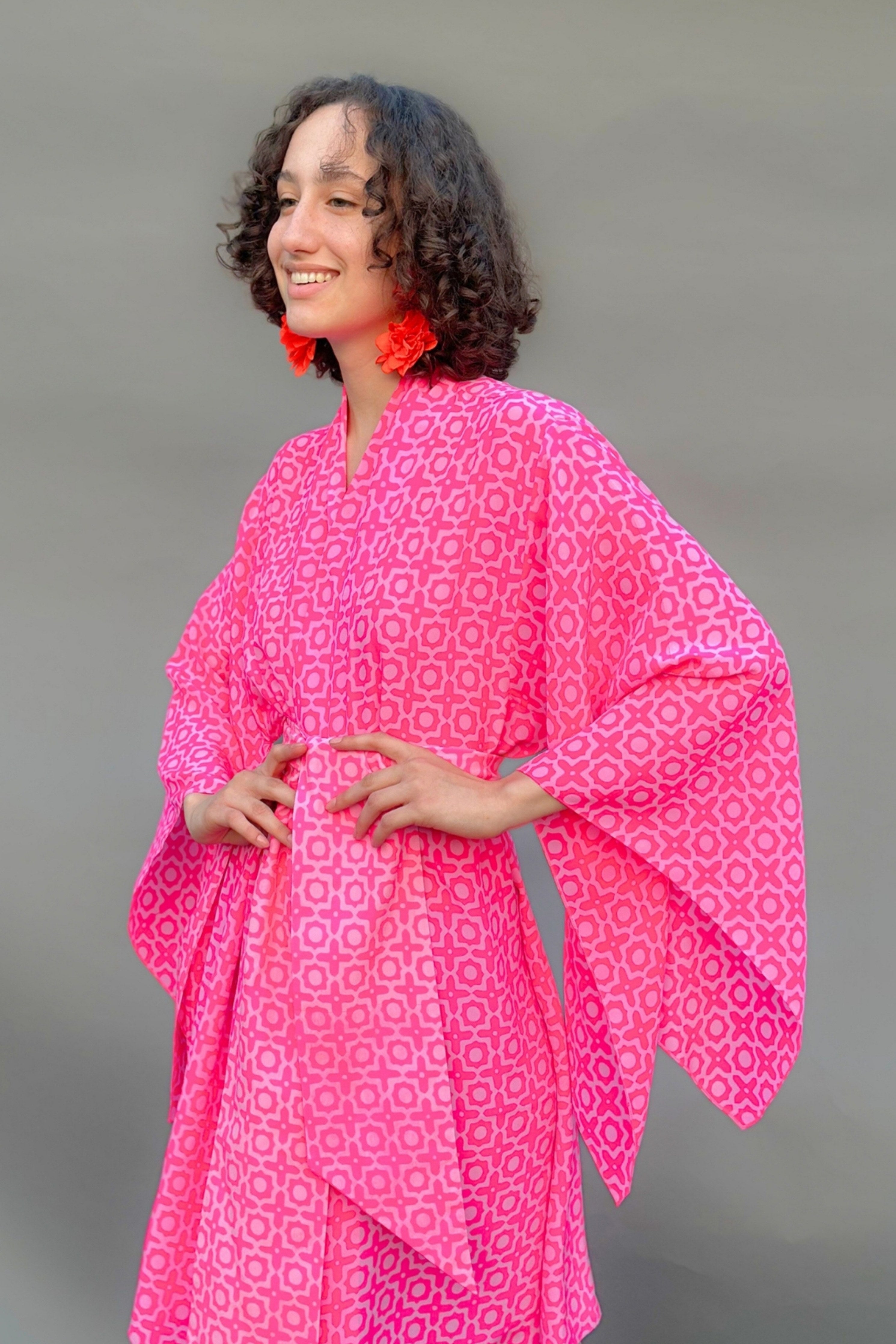 Honeycomb Printed Wrap Dress