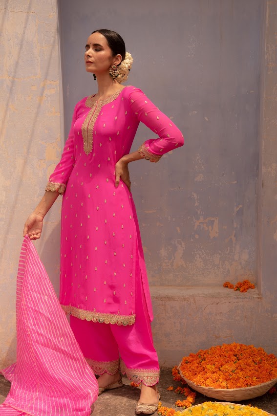 Hot Pink Kurta Set