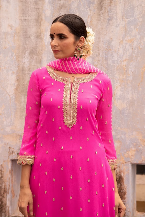 Hot Pink Kurta Set