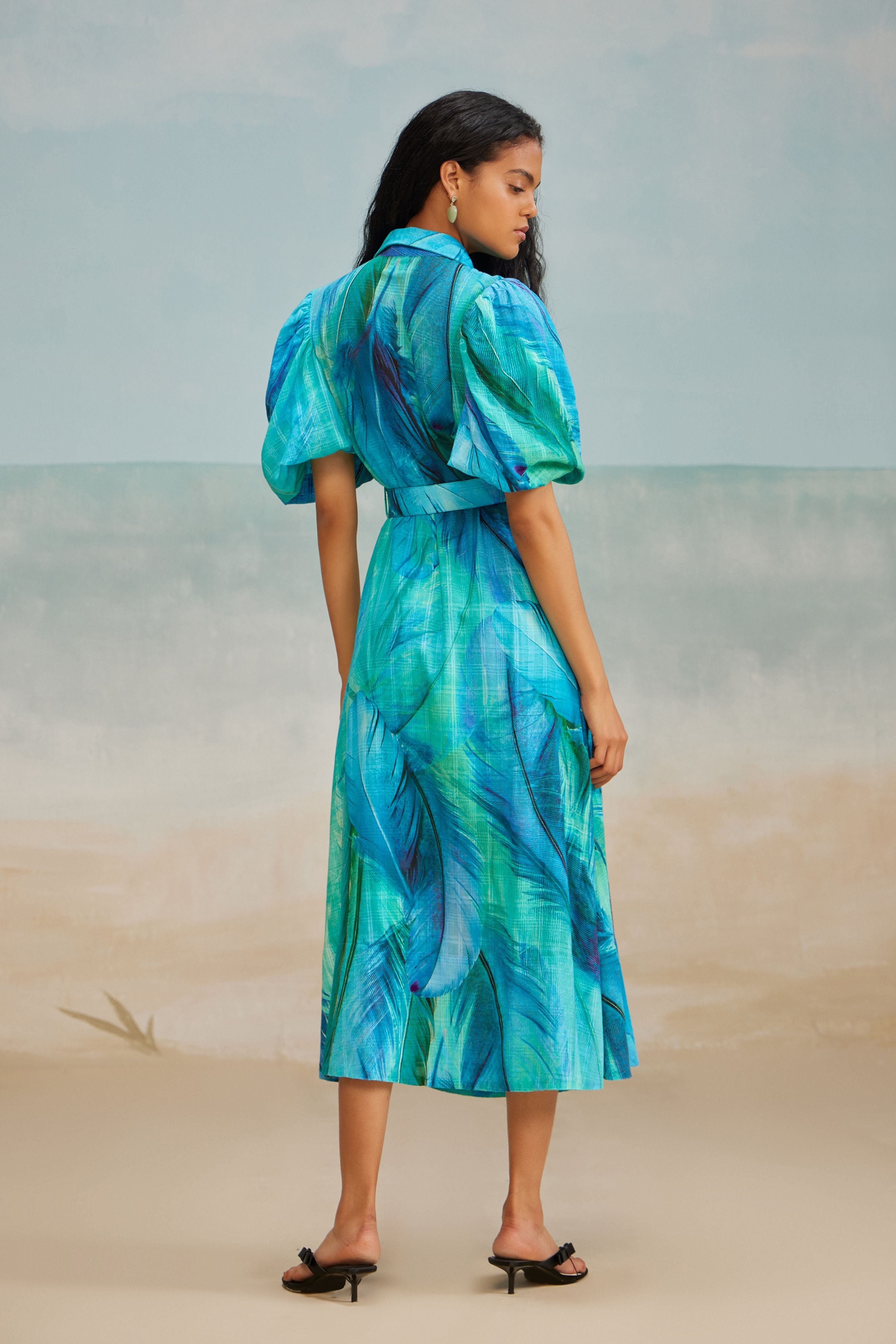 Darla Feather Midi Shirt Dress